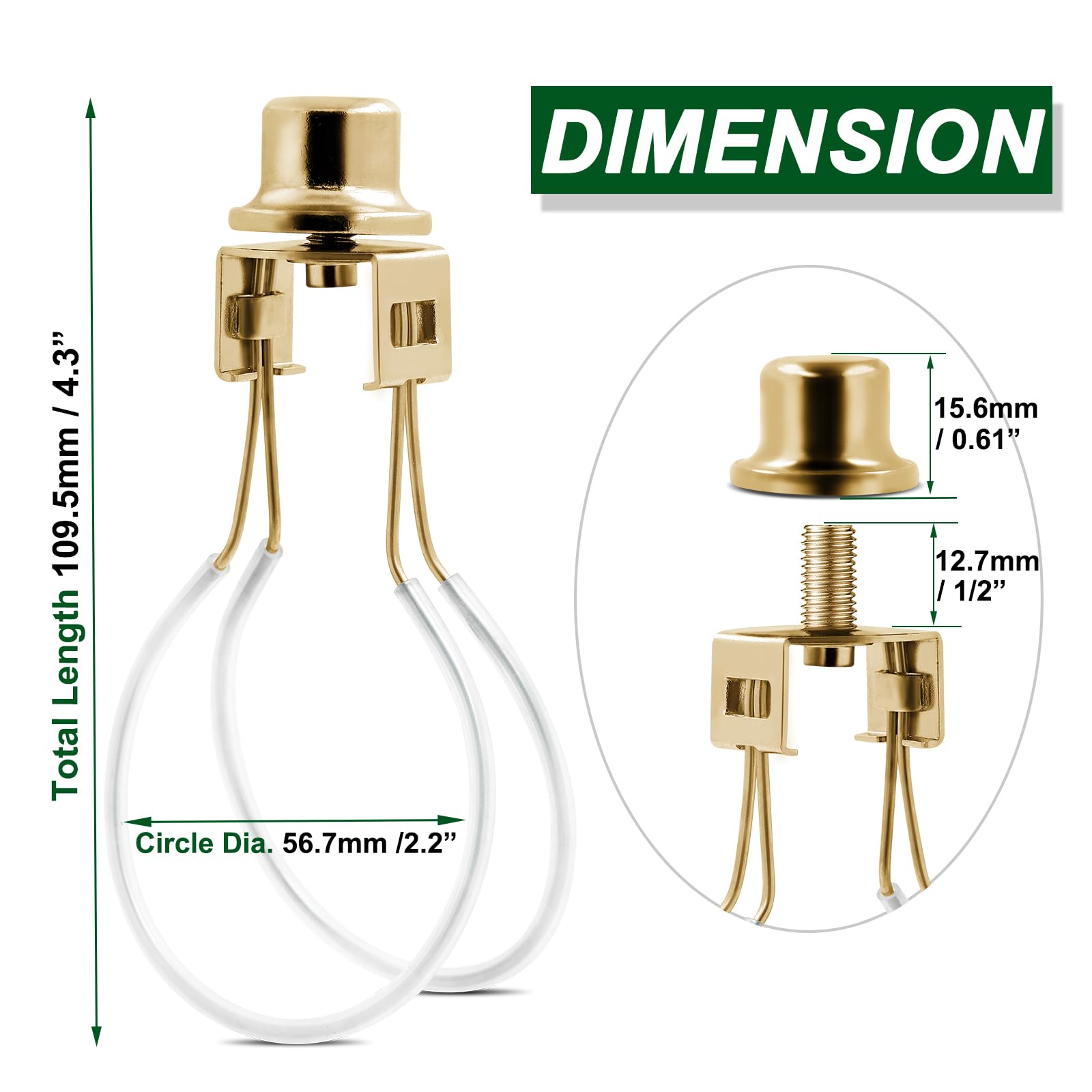 Lamp Shade Light Bulb Clip Adapter,Lamp Shade Holder Includes Finial And Lampshade Levellers To Keep Lamp Shade In Place,Clip On Lampshade Adapter (Gold Color - 2Pcs / Pack)
