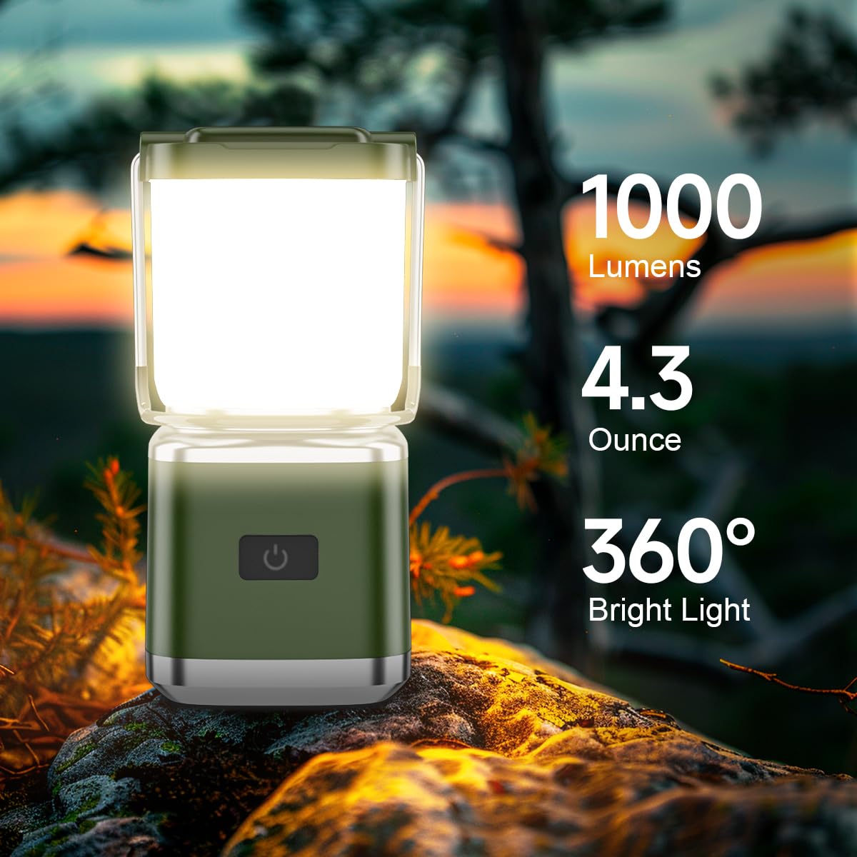 iToncs Camping Lanterns 2 Pack, LED Lights for Tent, Waterproof, 20 Hours Runtime, Dark Green, Model CL2401