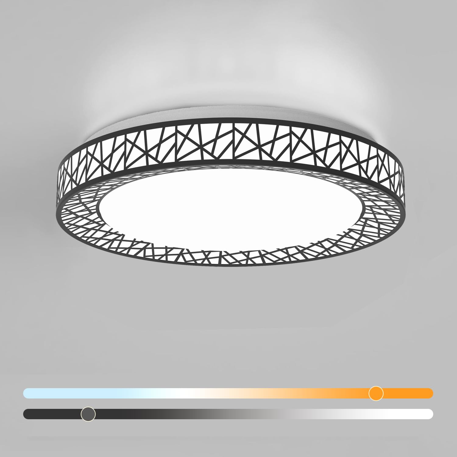 Lightania 18 Inch Flush Mount Ceiling Light, Modern Black LED Ceiling Light Fixture, 35W 3500LM 2700-6500K Adjustable, Dimmable 