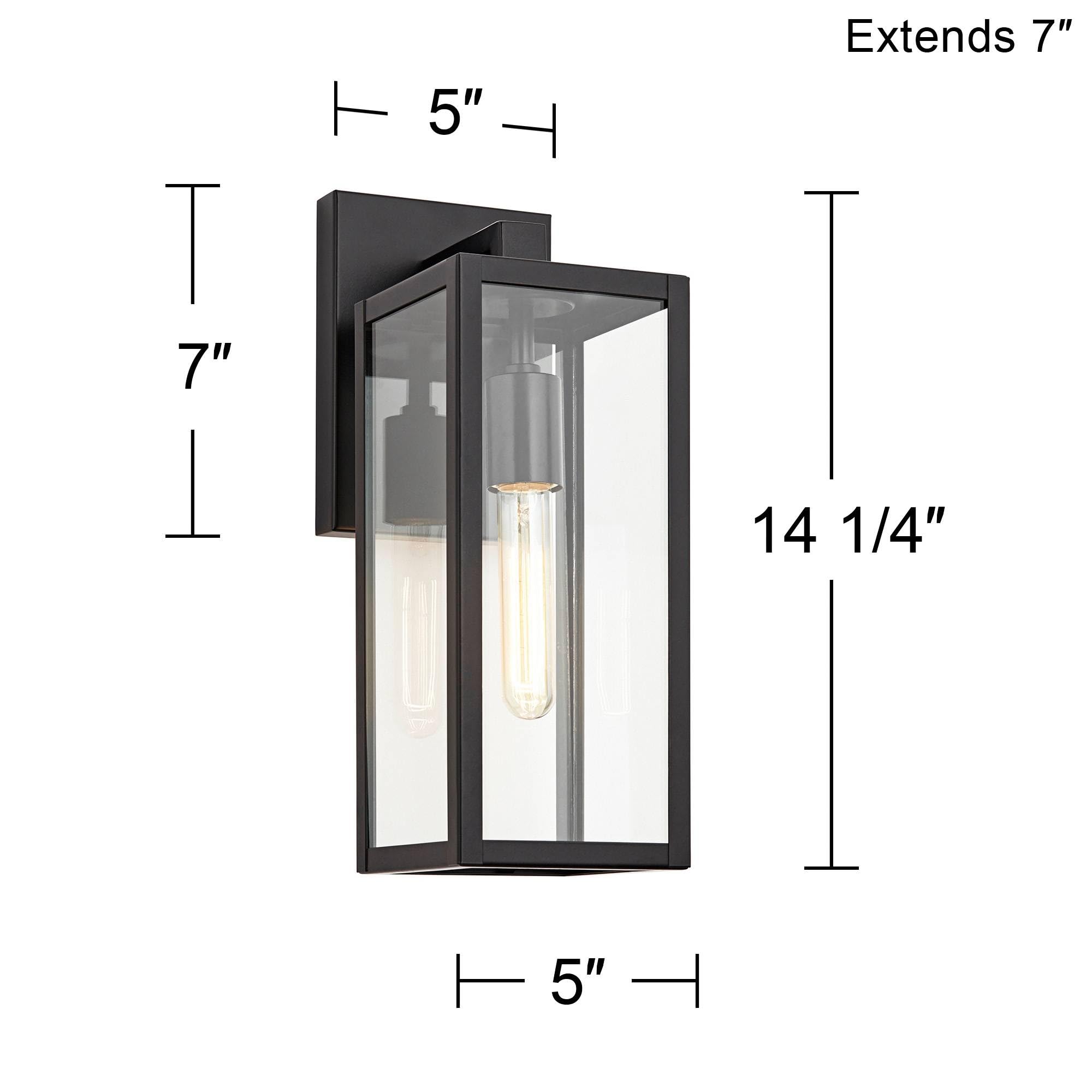 John Timberland Titan Outdoor Wall Light Fixture, Metal, 14.25in, Black, Clear Glass Panel for Porch, Yard, Garage, Garden