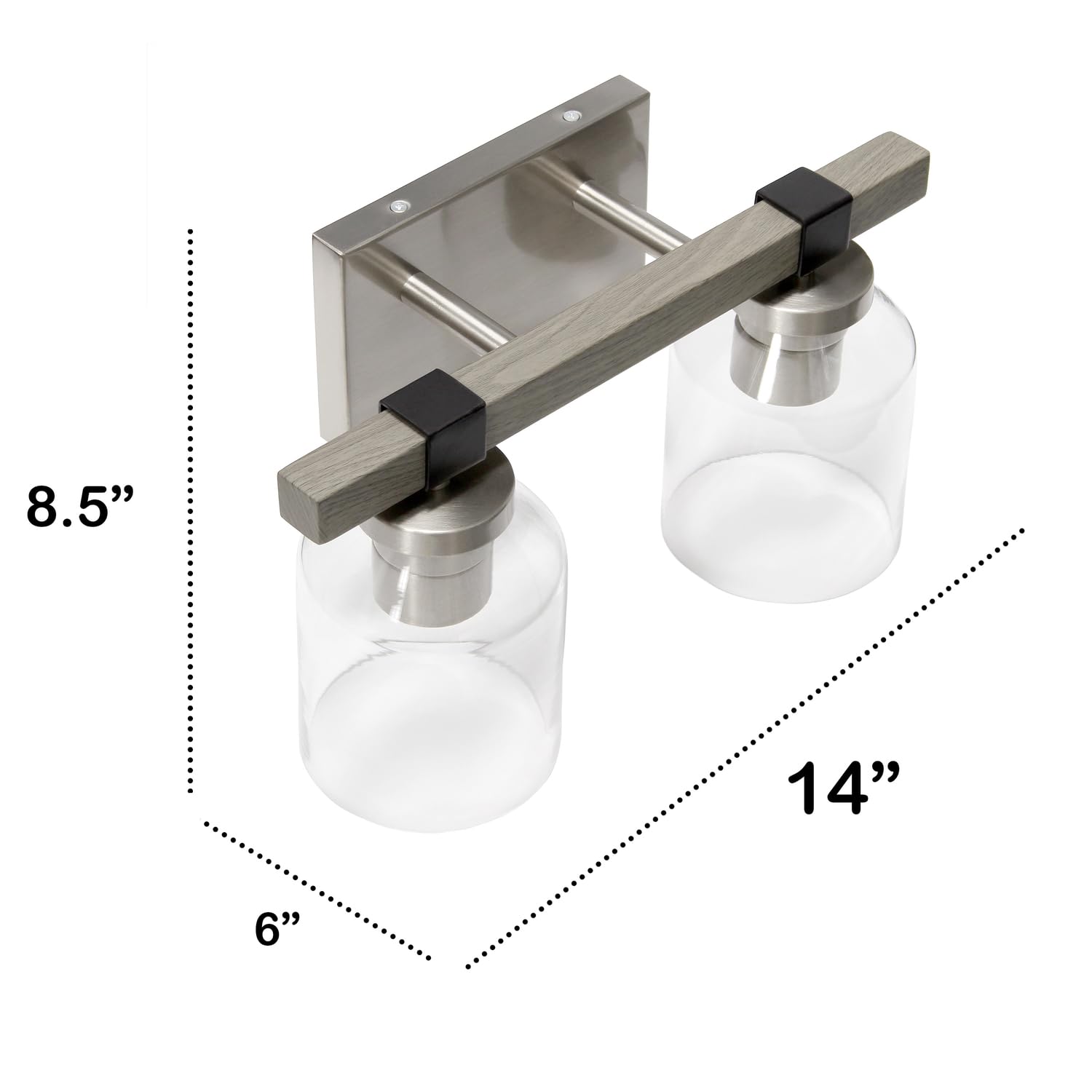 All The Rages Barnlit 2-Light Metal & Glass Vanity Fixture In Brushed Nickel