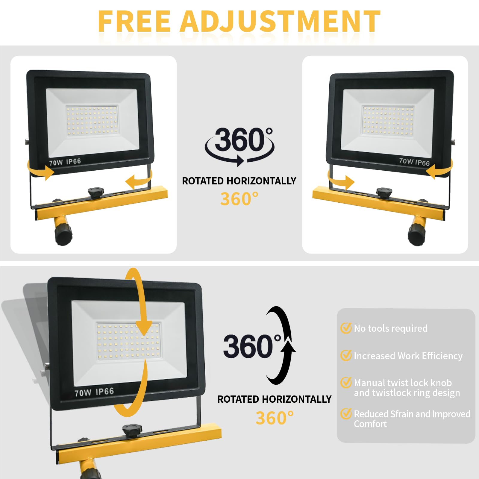 Jefedana Led Light Work Stand: 21000Lm Portable Lighting For Job Site  Construction & Garage Workshop