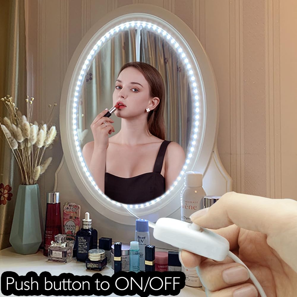 Snpde Led Vanity Mirror Lights For Makeup Dressing Table Vanity Set, 13Ft Zigzag Flexible Led Strip Light Kit (Mirror Not Include)