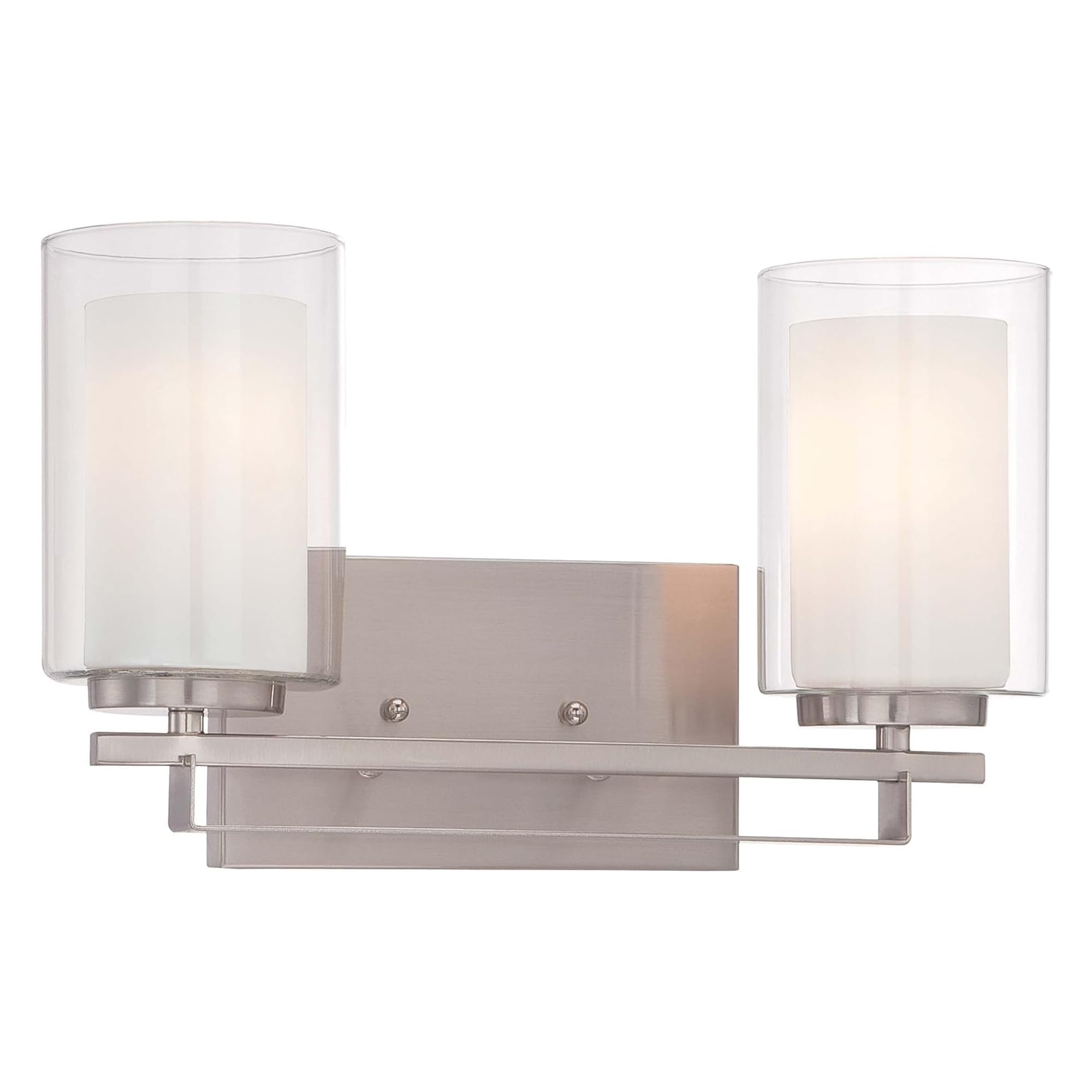Minka Lavery 6102-84 Parsons Studio Vanity Bath Light, 2-Light, 200 Total Watts, 15-in H x 8.75-in W, Brushed Nickel