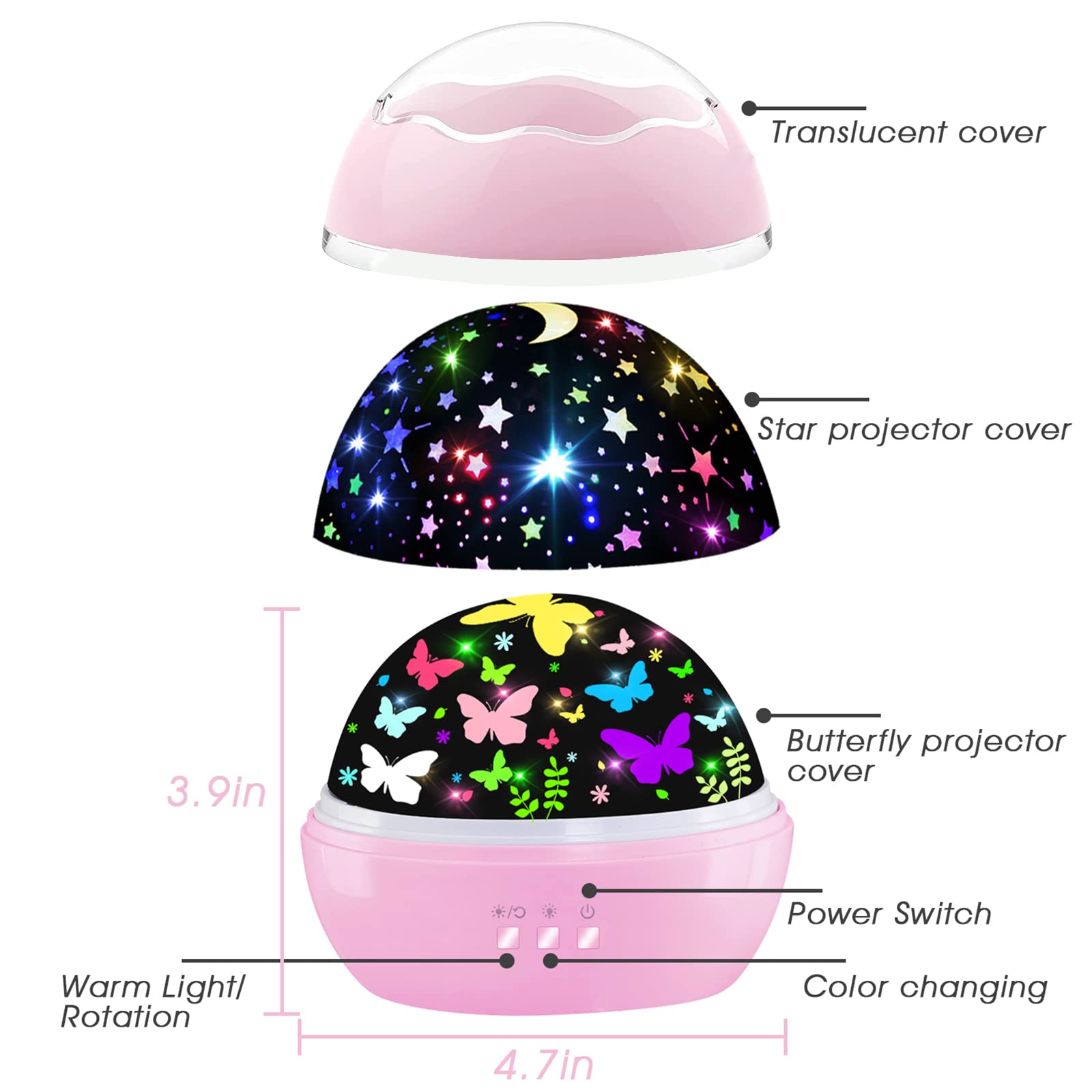 Butterfly Decorations Toddler Toys for 3-8 Year Old Girls, 16 Colors Star Projector Butterfly Night Light, Butterflies Party Roo