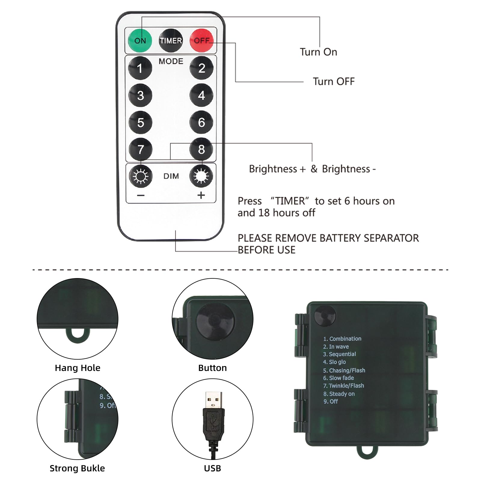 XTF2015 66ft 200 LED Battery String Lights with Timer, Waterproof, Cool White, Model QL300AE