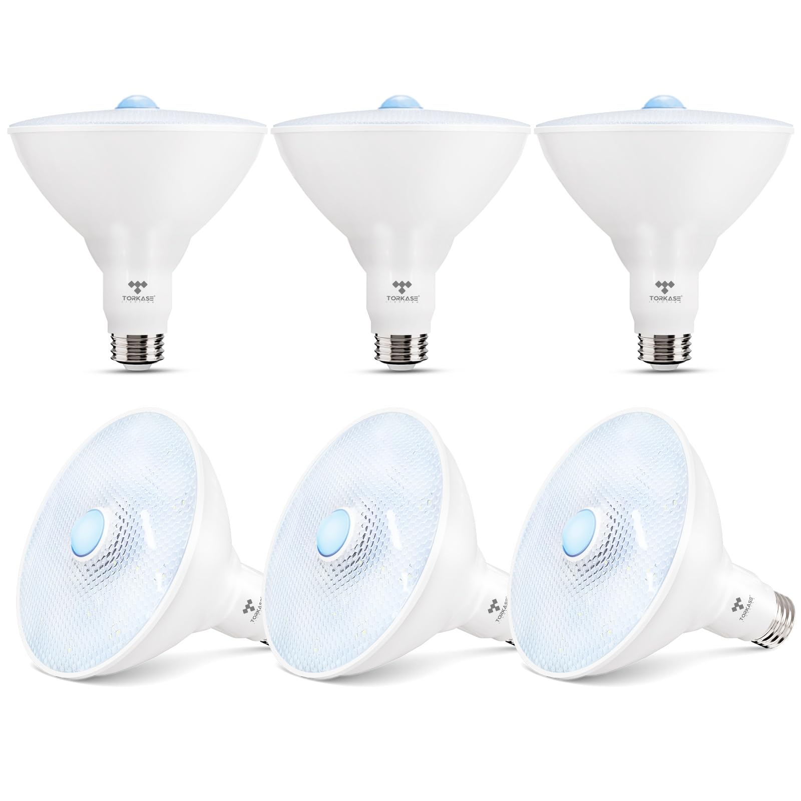 Torkase PAR38 Motion Sensor LED Flood Light Bulbs 20W 150W Equivalent 2000LM E26 Base 6 Count Transparent-Daylight Model QP6012SA