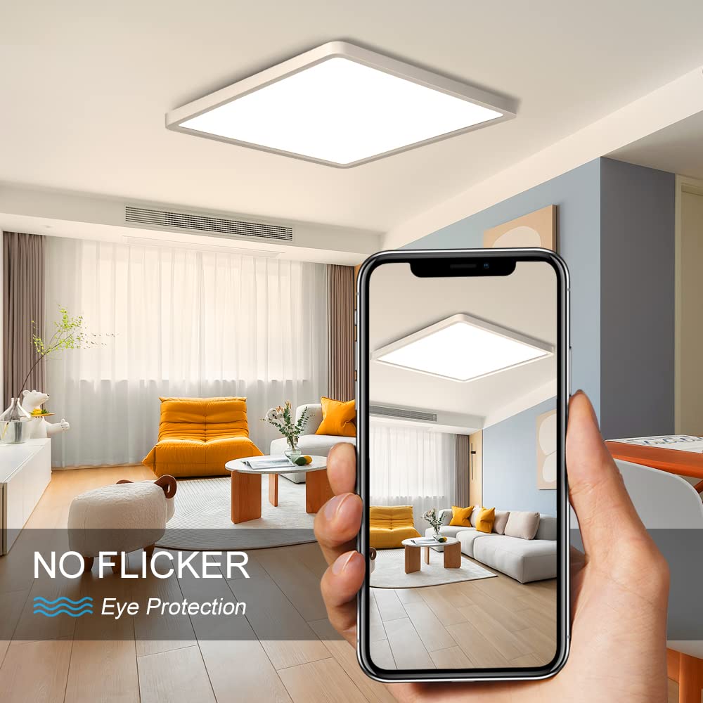 12Inch 24W Square Led Ceiling Light Fixtures Flush Mount  4000K Natural White Led Ceiling Lamp  Surface Mount Modern Ceiling Lights  Slim Flat Panel Lighting For Bedroom  Kitchen  Bathroom Etc.