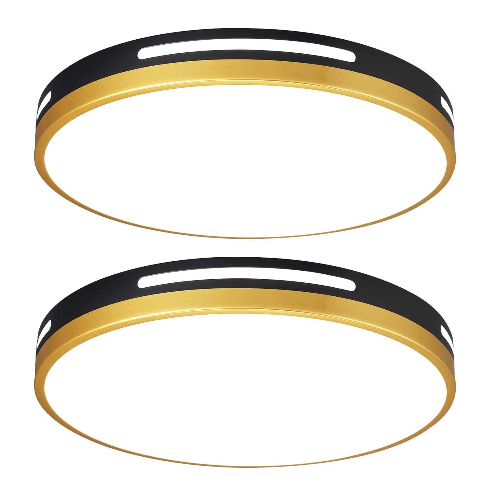 Wheatronic LED Flush Mount Ceiling Light Fixture, 15·36W, Dimmable, Black and Gold, Model C3, 2-Pack