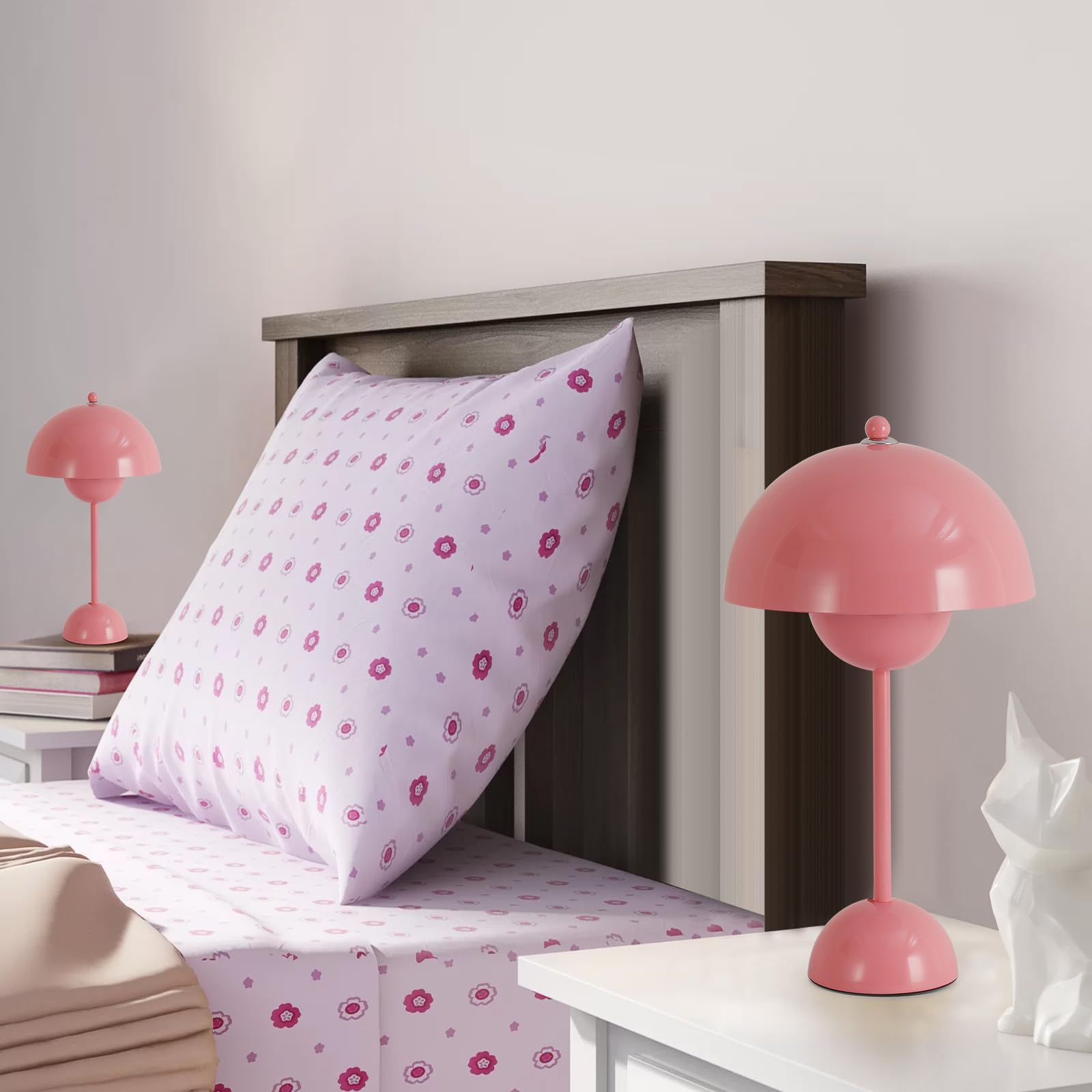 COSYLUX Modern Table Lamp - Metal, Pink, Dome Shade for Bedroom, Living Room, Office, Nightstand