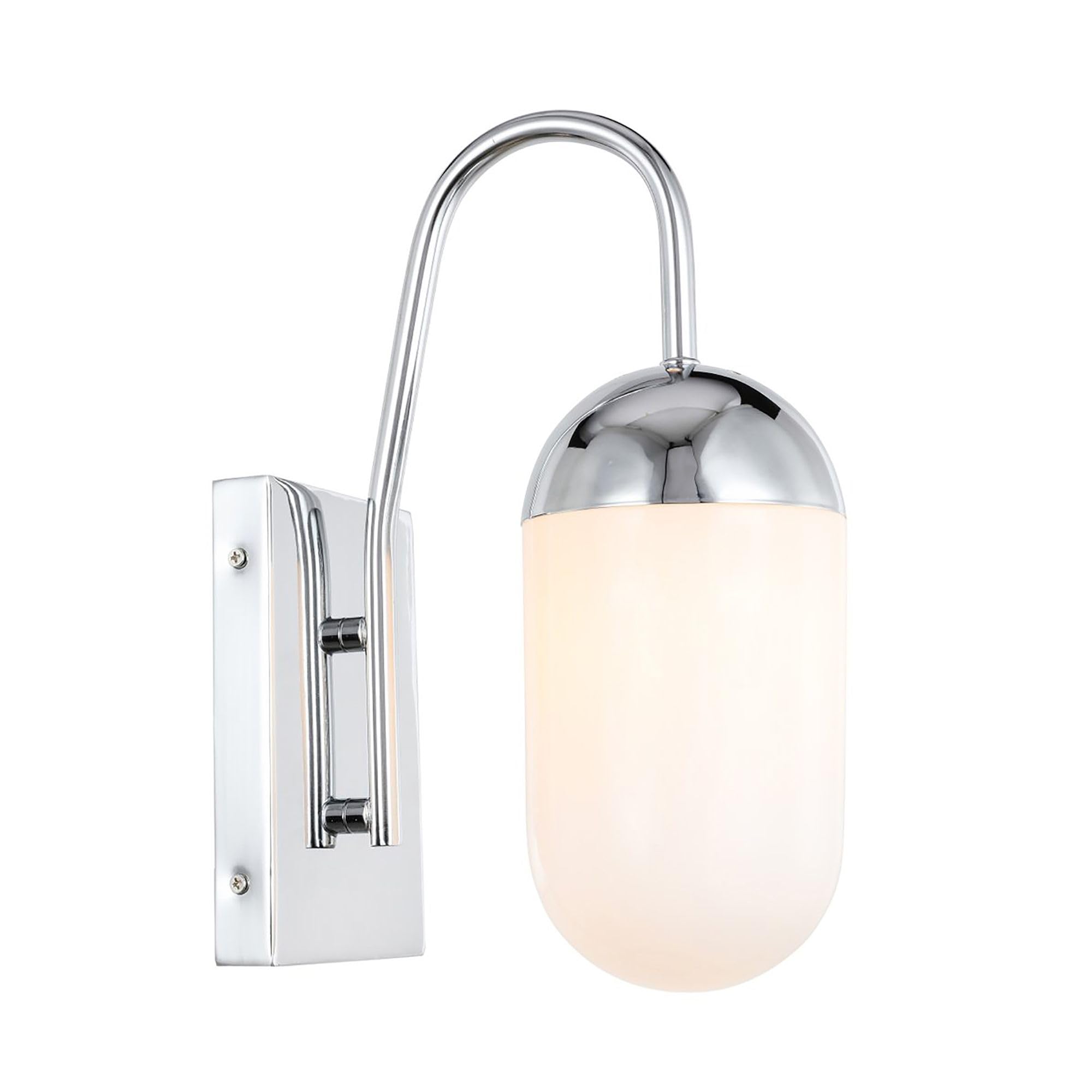 Living District Chrome Wall Sconce With Frosted White Glass, Modern Decorative Lighting 13.5"H