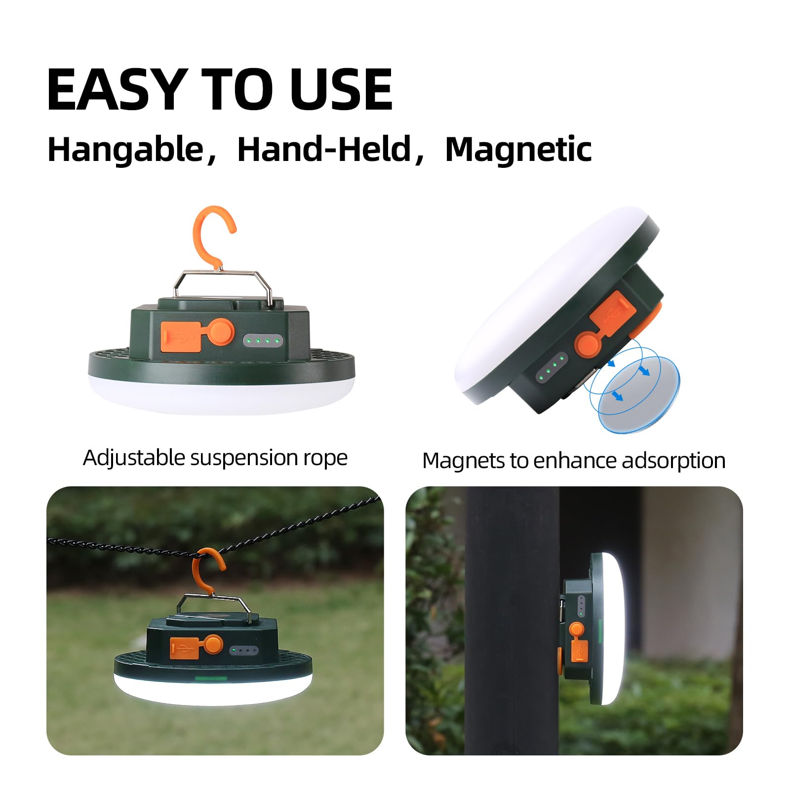 Trliradyn 10000mAh Tent Light - 4000LM LED Lantern, IPX5 Waterproof, 30W, Green, CLI-F03-WH-GE, 3 Lighting