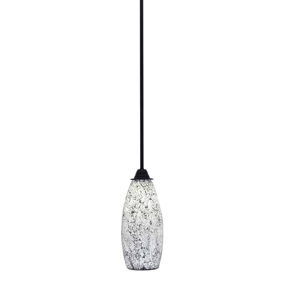 Paramount 1 Light Mini Pendant In Matte Black Finish With 5.5&quot; Black Fusion Glass