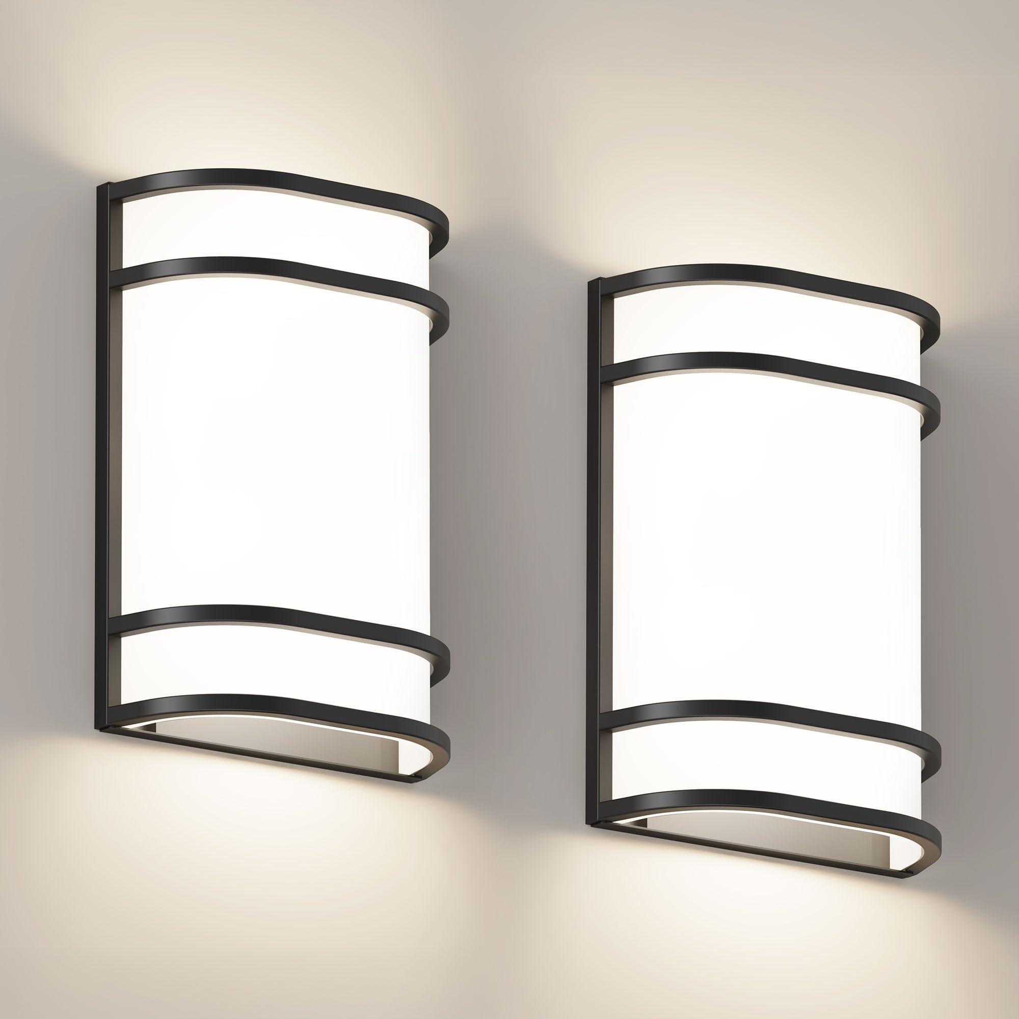 AKAARI Indoor Wall Mount Light - 2 Pack 3000K/4500K/6000K Adjustable Black Modern Wall Sconce Lighting for Hallway Staircase  Corridor  Bedroom  Living Room  Kitchen(Black  2 Pack)
