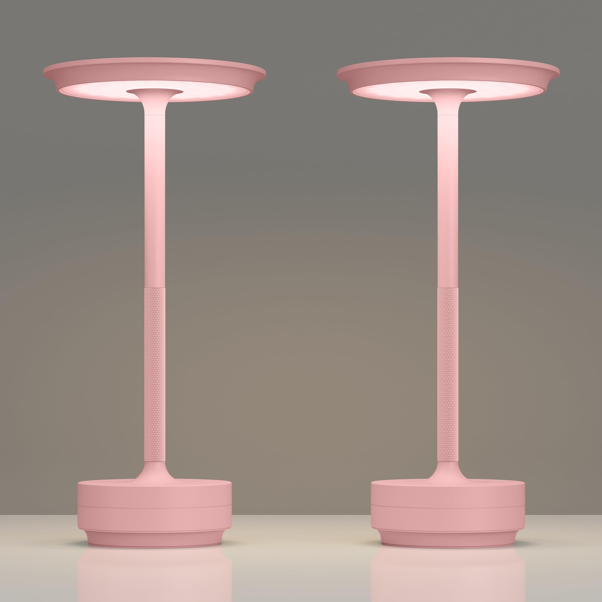 TBBGA Rechargeable Cordless Table Lamps, 3 Color Dimming, 5000mAh, Aluminum, Model T106C, Pink, 2 Pack