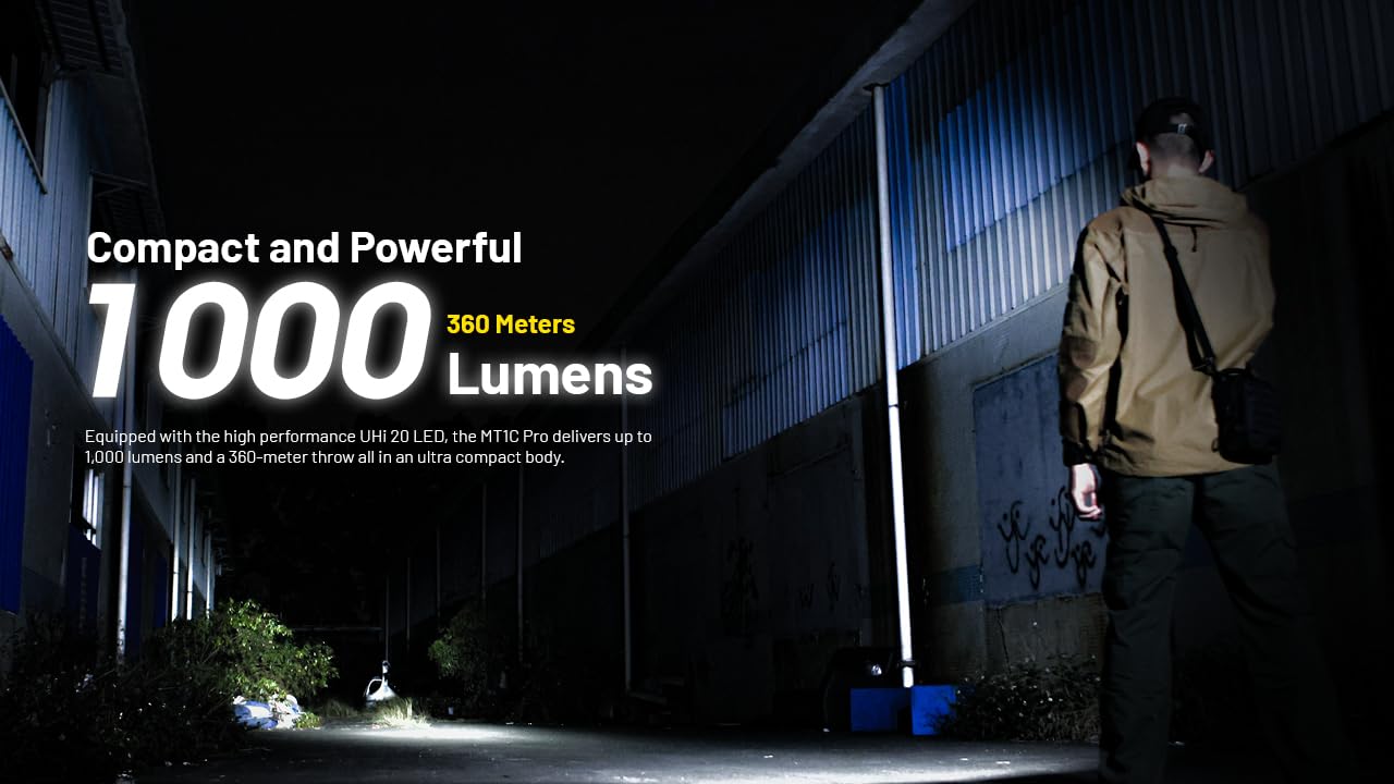 Nitecore Mt1C Pro Edc Flashlight, 1000 Lumen Usb-C Rechargeable Battery Small Compact Bright Designed For Everyday Carry