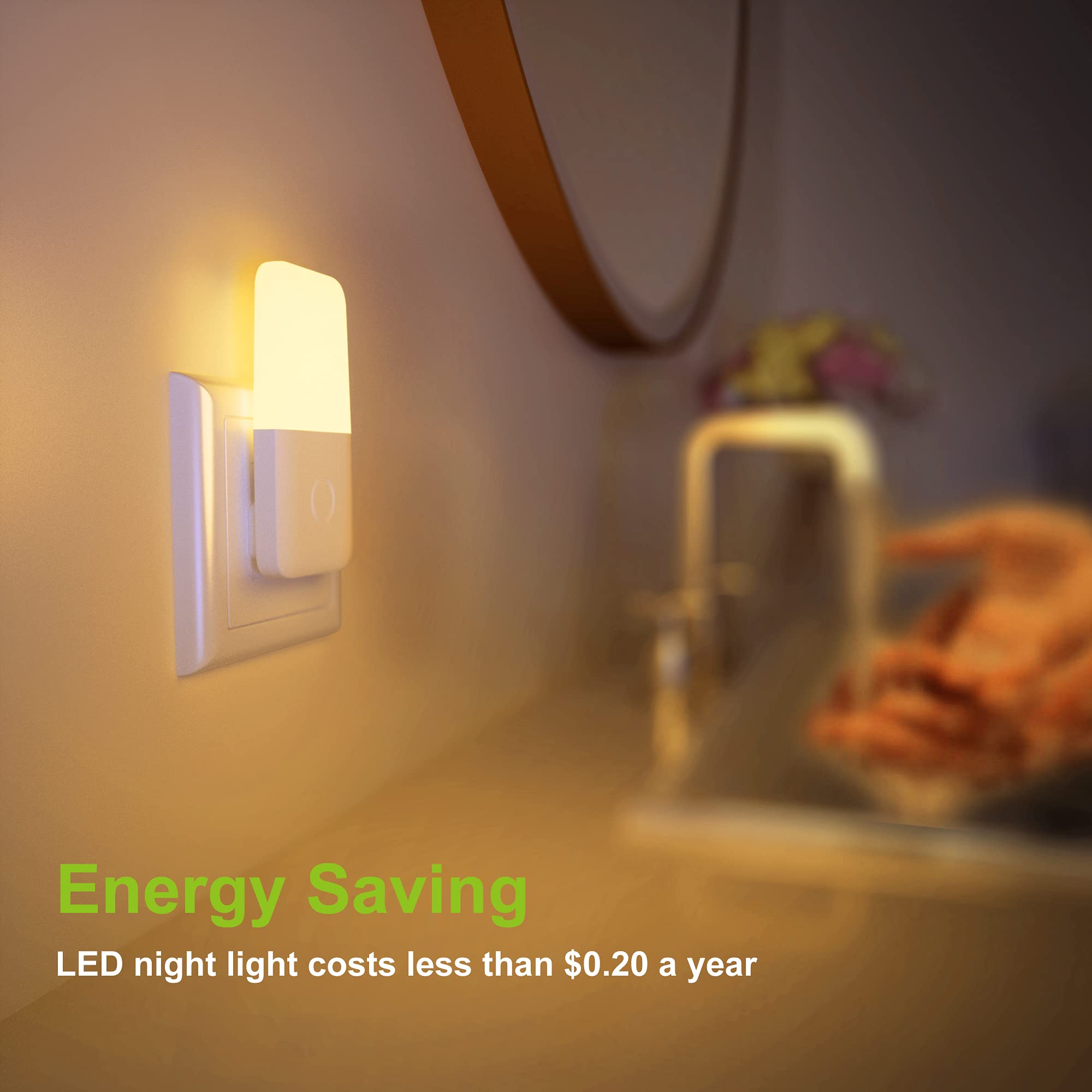 MAZ-TEK Plug-in Night Light, Warm White LED, Dusk to Dawn Sensor, 2 Pack, Plastic, White