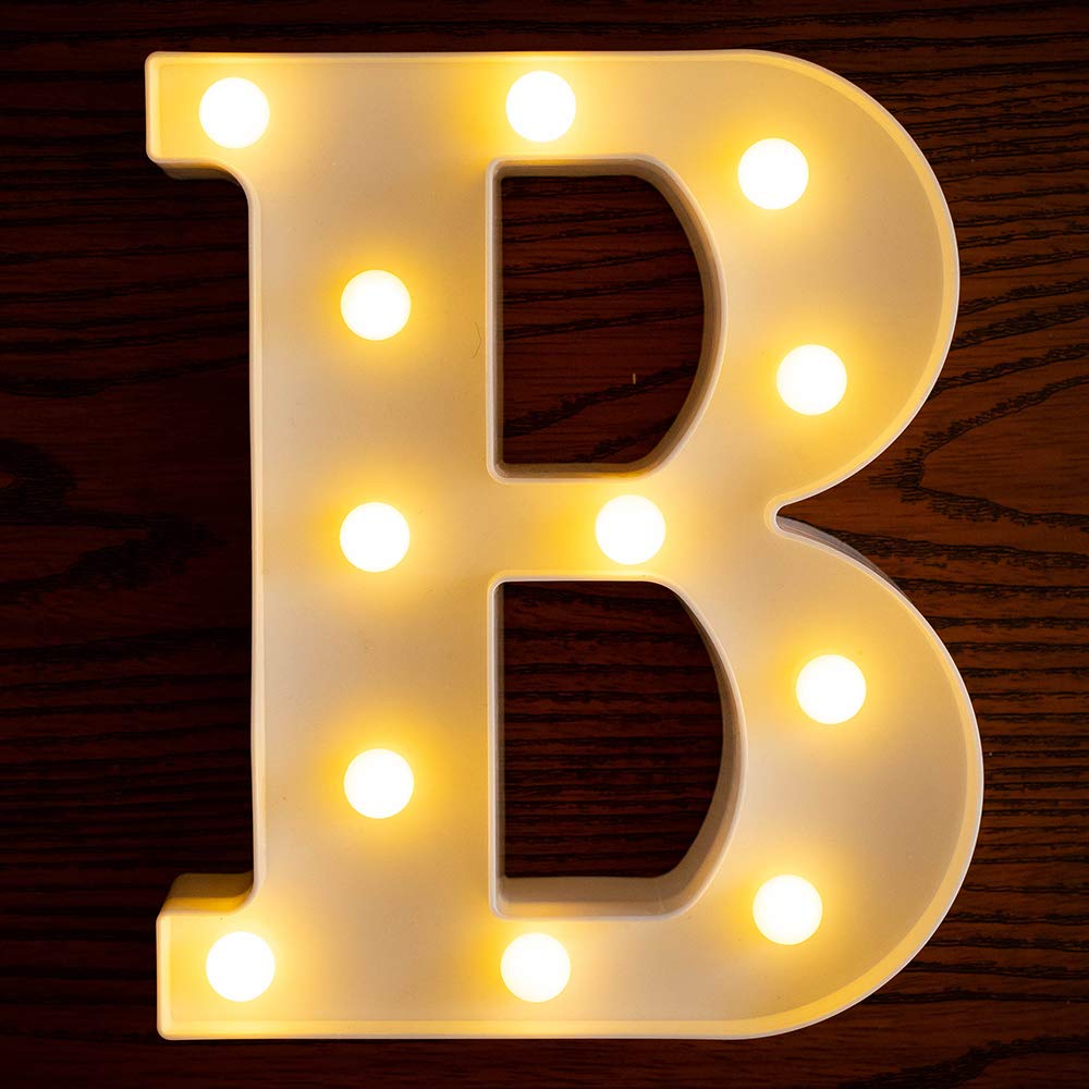 Yorulory LED Letter Lights Sign Letters Light Up Letters Sign for Night Light Wedding Birthday Party Battery Powered Christmas Lamp Home Bar (B)