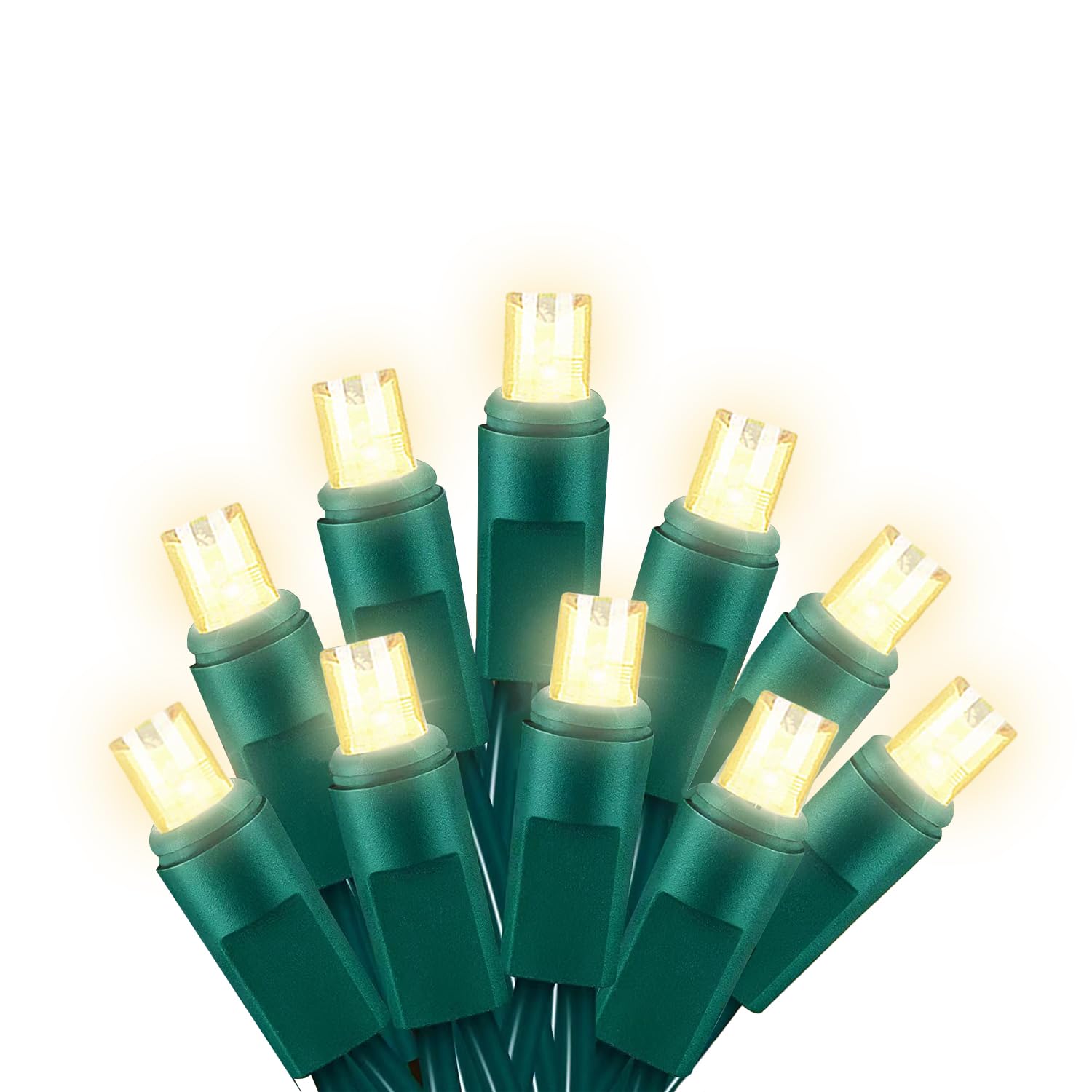 Wominoy 25Ft 50 Counts Warm White Led Christmas Lights - Commercial Grade White Christmas Lights Outdoor Waterproof, Led String Lights Indoor 5Mm Wide Angle Green Wire, Xmas Tree Lights, Ip:65, Ul