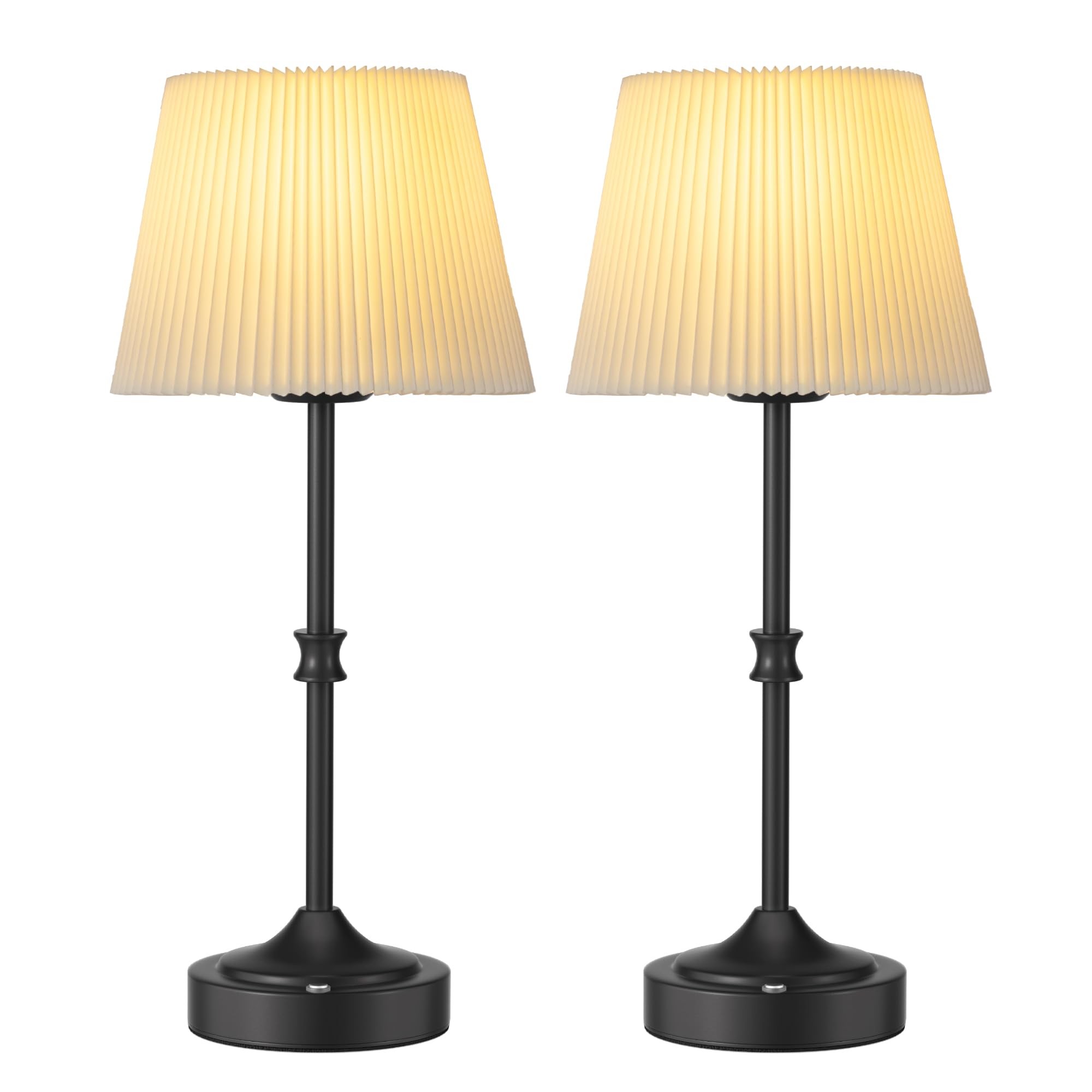 JACKYLED Cordless LED Table Lamp, 3 Color Lights, 5400mAh Battery, 2 Pack, Antique Black, Model JKTL01-7005405B