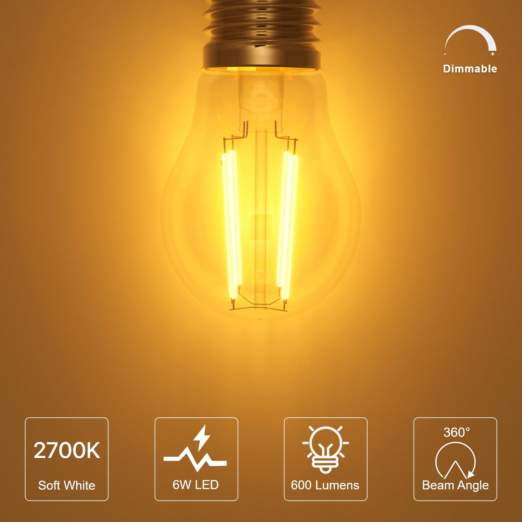 Oraluce Dimmable Led Light Bulbs Soft White 2700K, A15 Edison Bulbs 60 Watt Equivalent, G45 E26 Bulb 6W 600 Lumens For Ceiling F