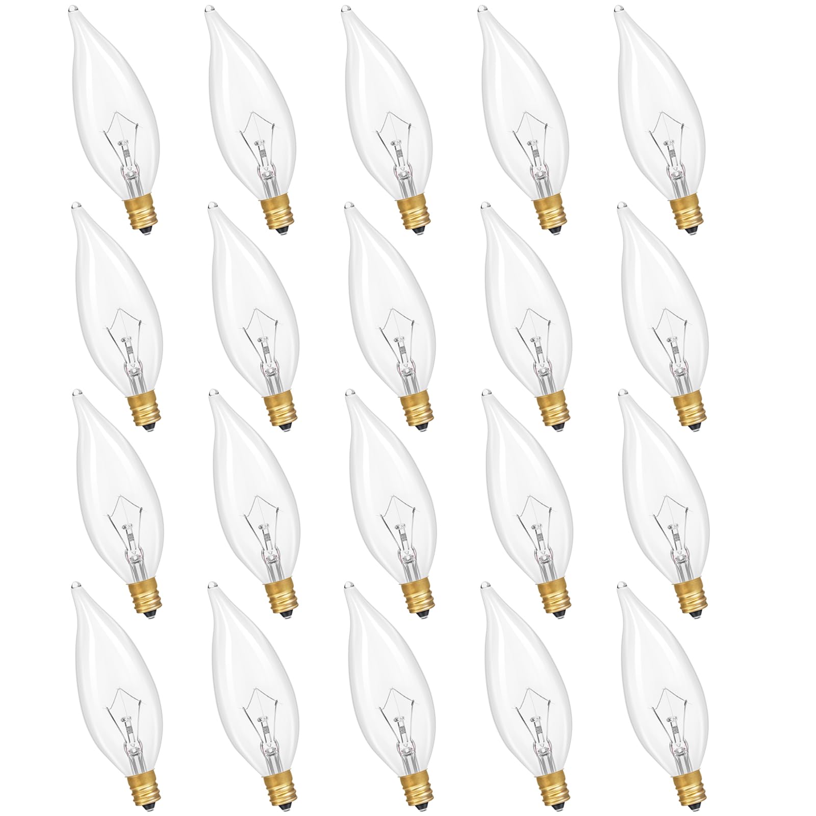 Potanro E12 Incandescent Light Bulbs 25Watt Warm White 2700K, 180 Lumens Candelabra Light Bulbs Decorative Dimmable Chandelier B