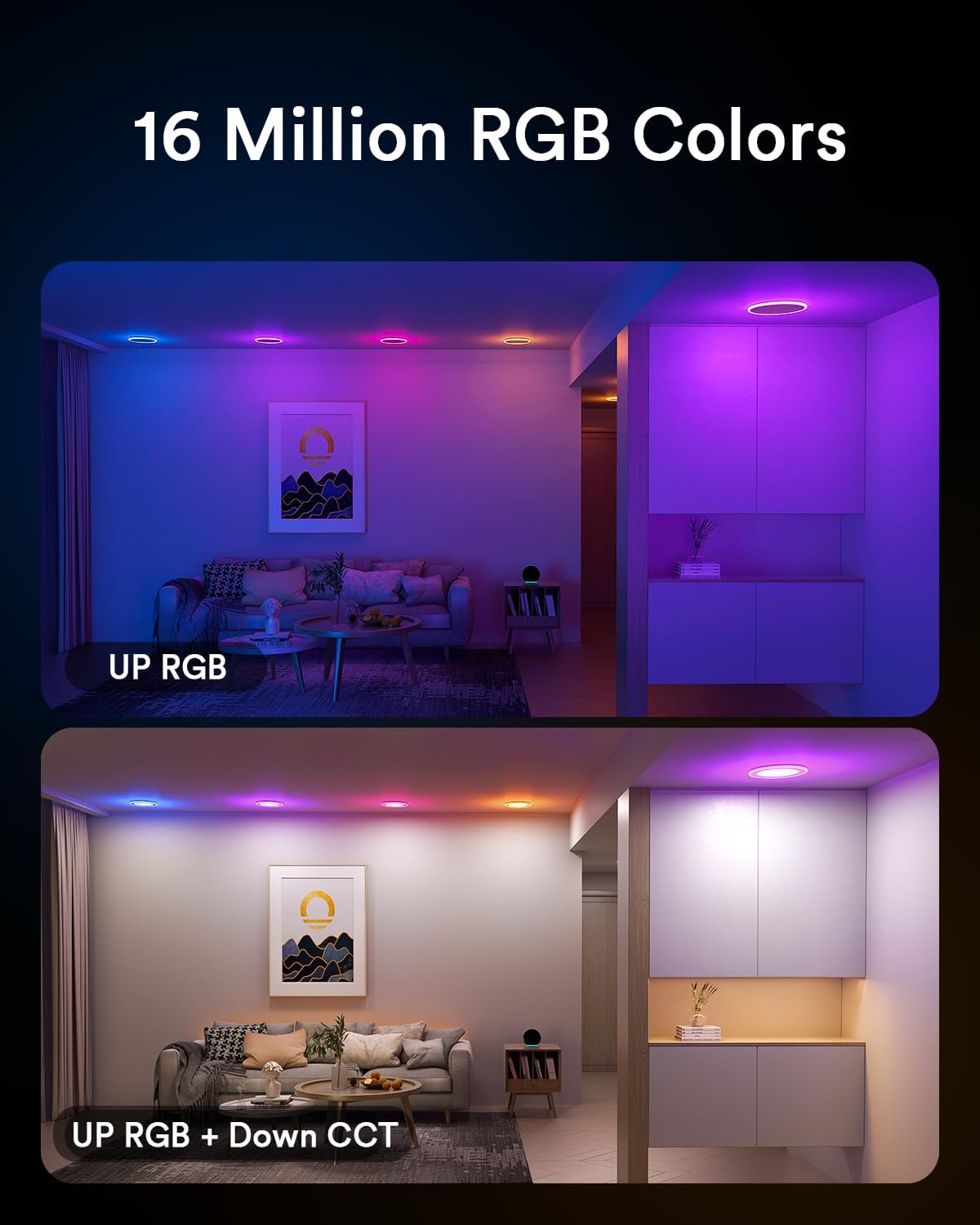 Lumary Smart LED Recessed Light Pro, 4 Inch, 9W, RGB/Night Ring, ETL Listed, White, Model L-SD4G1, 1 Pack