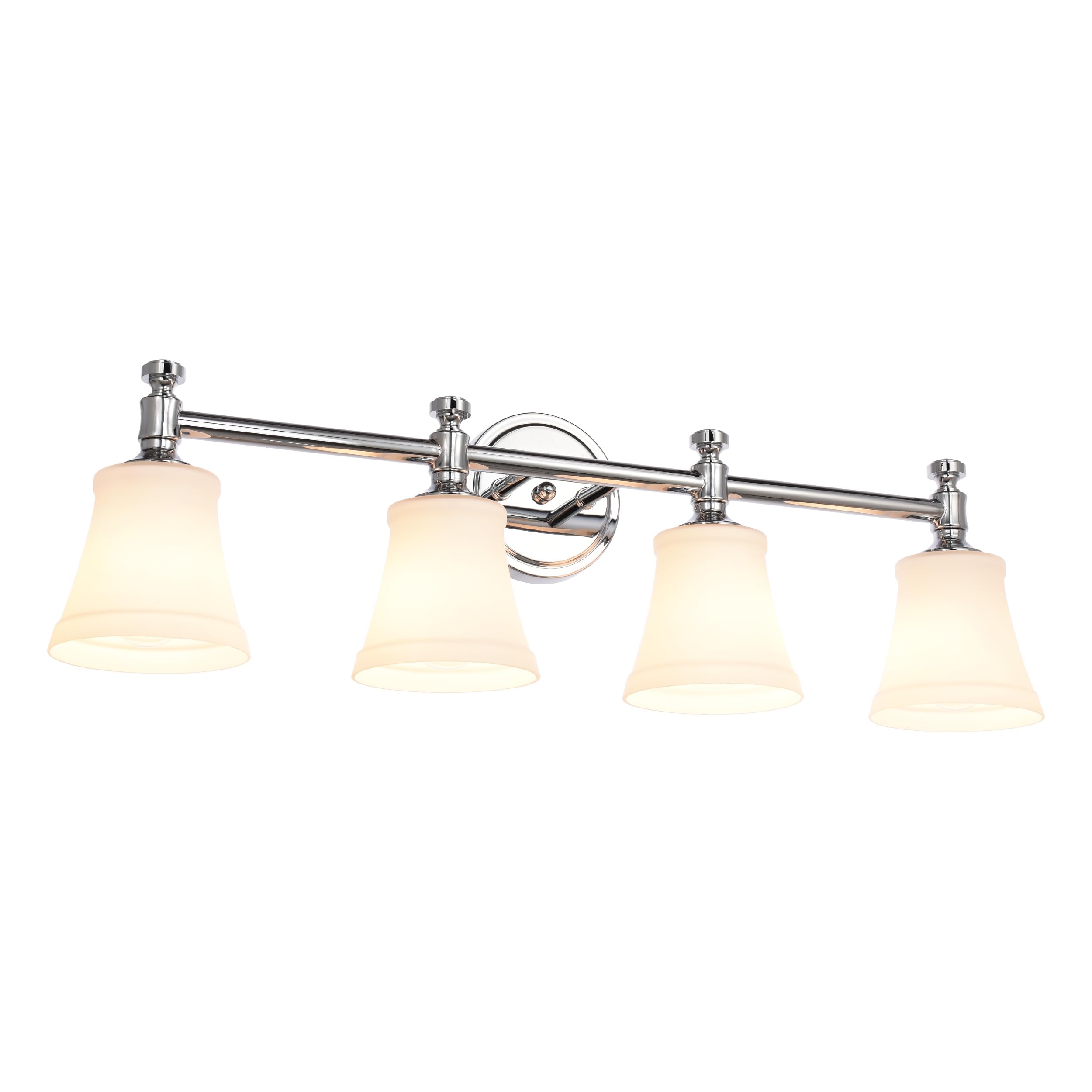 Hanaloa Bathroom Vanity Light Fixtures, Traditional Chrome 4 Lights Wall Sconce Lighting with Opal Glass Shade, Porch Wall Mount