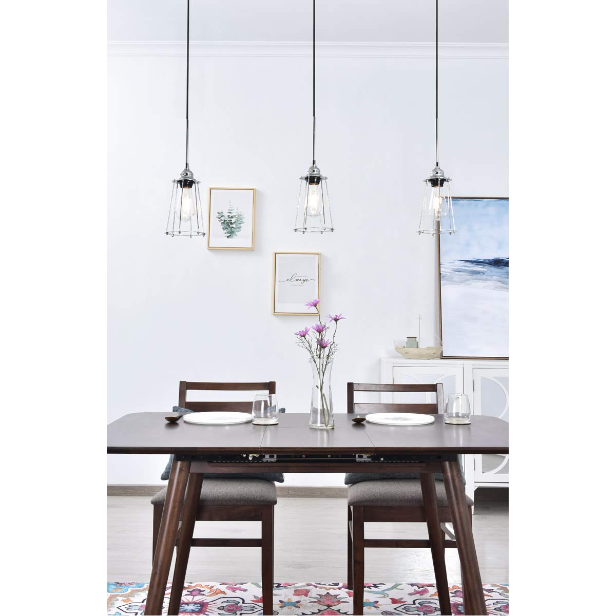 Living District Indoor Modern Home Decorative Bright Ceiling Auspice 3 Light Chrome Pendant