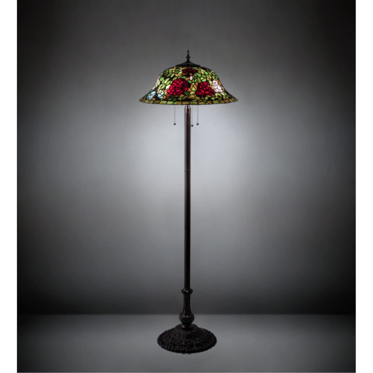 Meyda Tiffany Rosebush 3-Light Floor Lamp, Mahogany Bronze Finish, 20&quot; Height