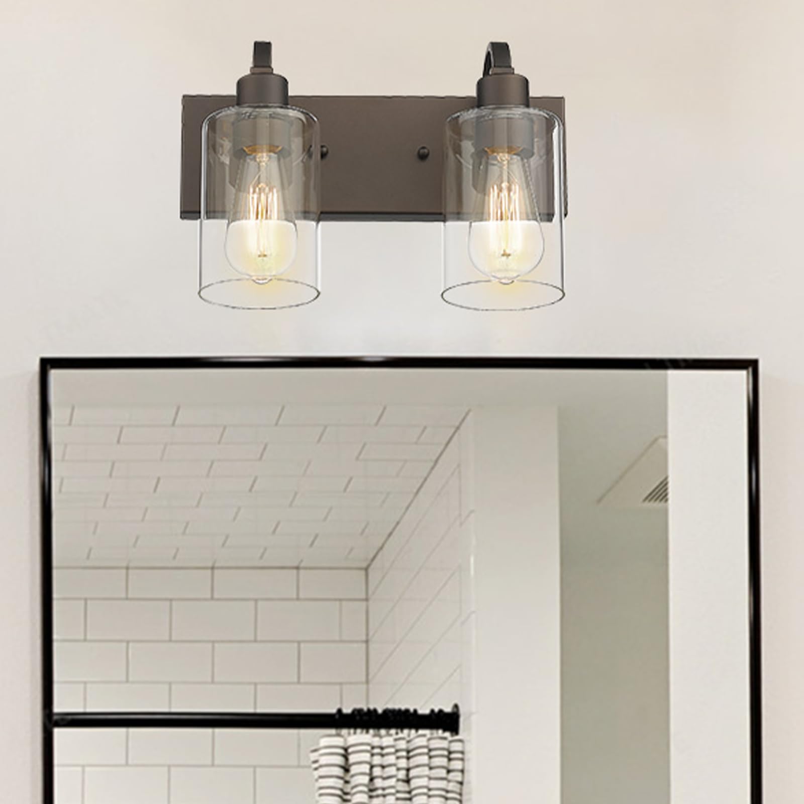 Emliviar 2-Light Bathroom Vanity Light Sconce - Oil Rubbed Bronze With Clear Glass Yce237B-2W Or