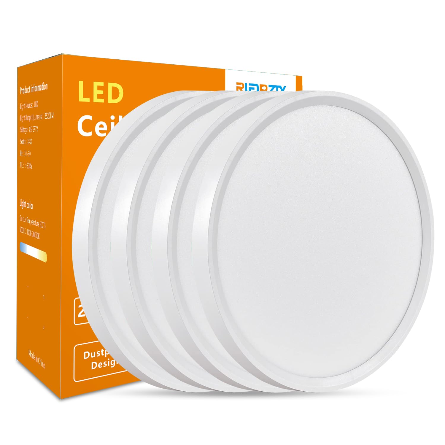 4Pack 16Inch Led Flush Mount Ceiling Light: 32W 3480Lm Low Profile Led Ceiling Light, 3000K/4000K/6000K 3 Color Selectable Super Slim Led Round Flat Ceiling Light For Room Hallway Bathroom, White
