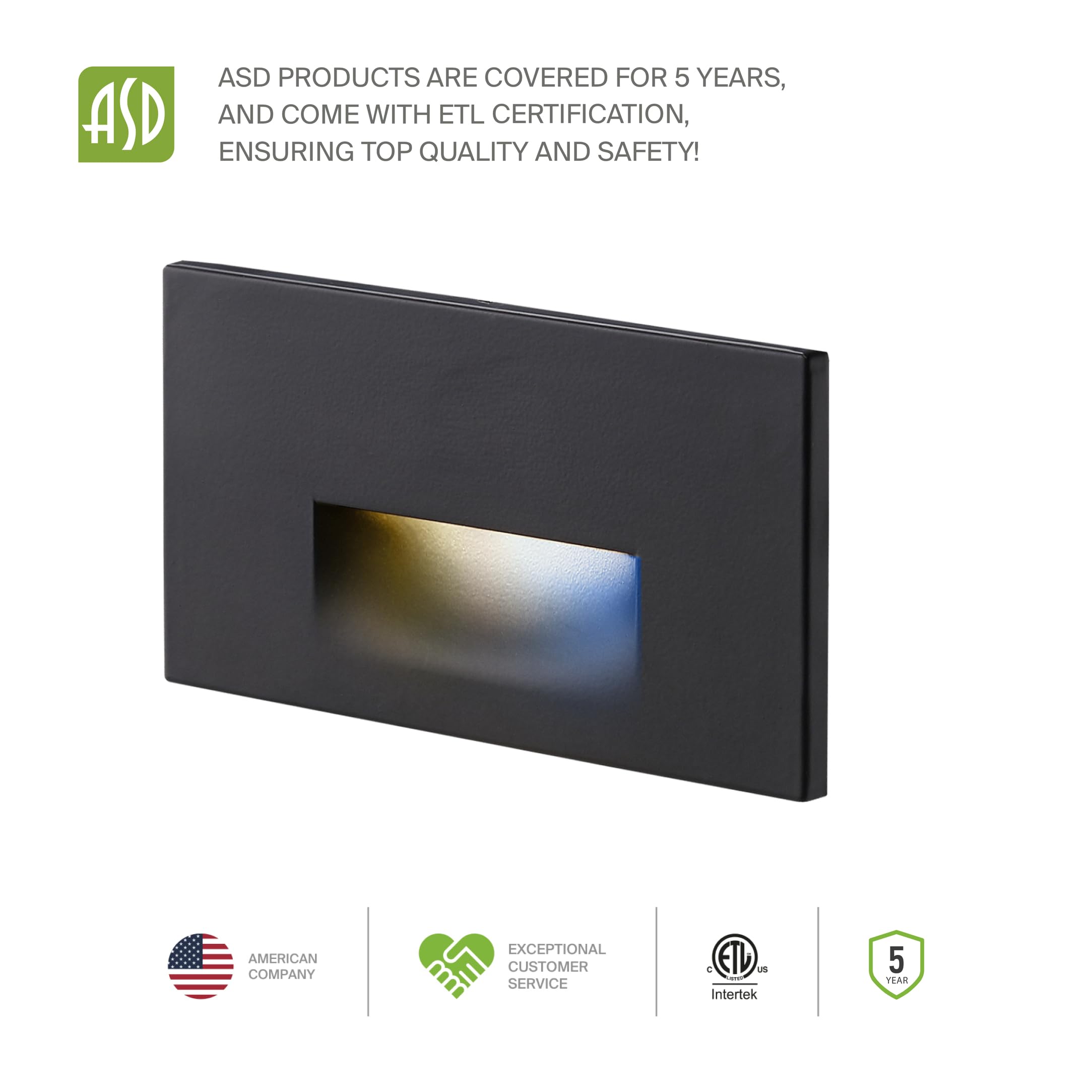 Asd Led Recessed Step Light Fixture, Dimmable 3W 120Lm, Waterproof, 4.75 Oil-Rubbed Bronze, 3Cct, 4 Pack