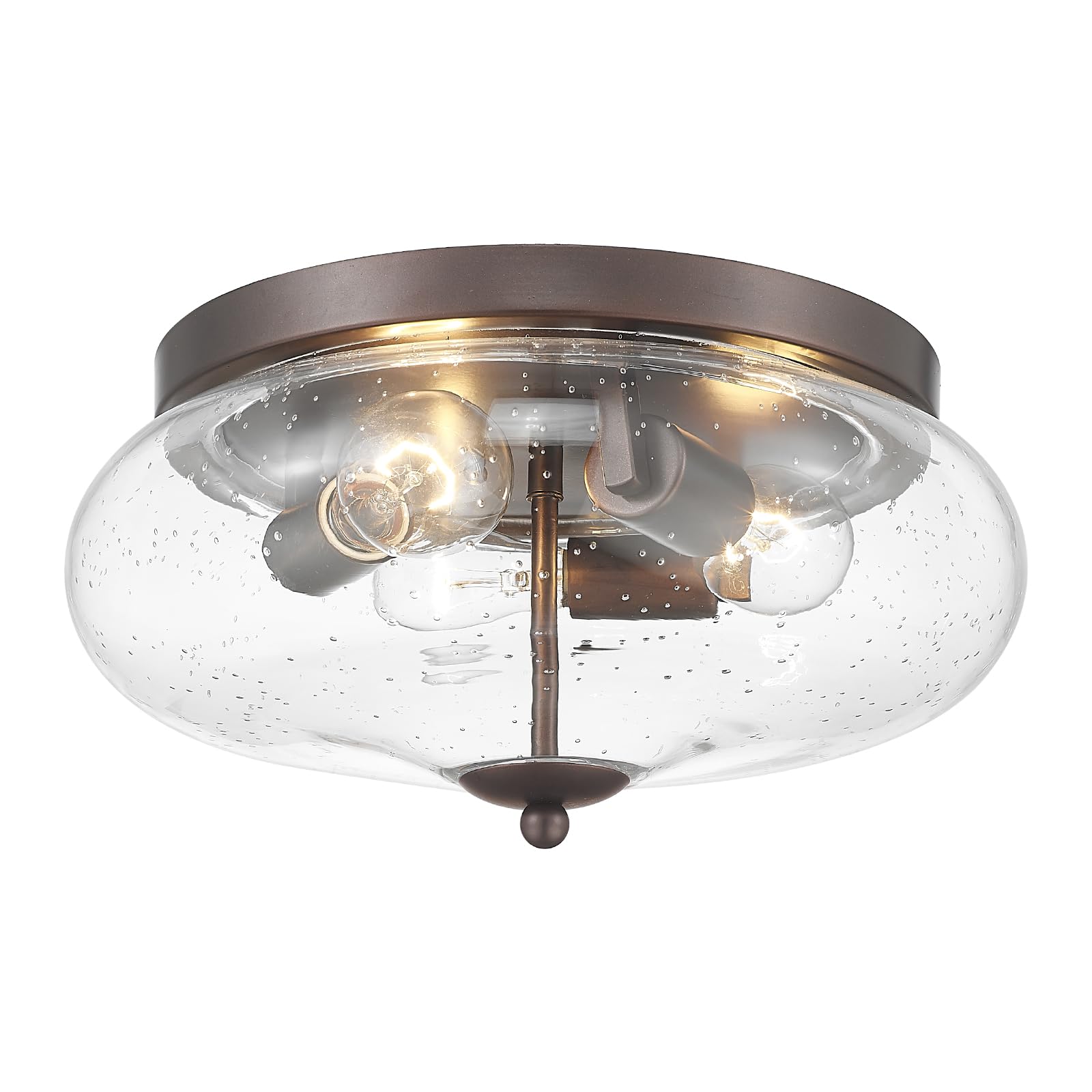 Darkaway Large Ceiling Light Fixtures 3-Ight Flush Mount Indoor Outdoor Ceiling Light with Seeded Glass Shade for Hallway Kitche