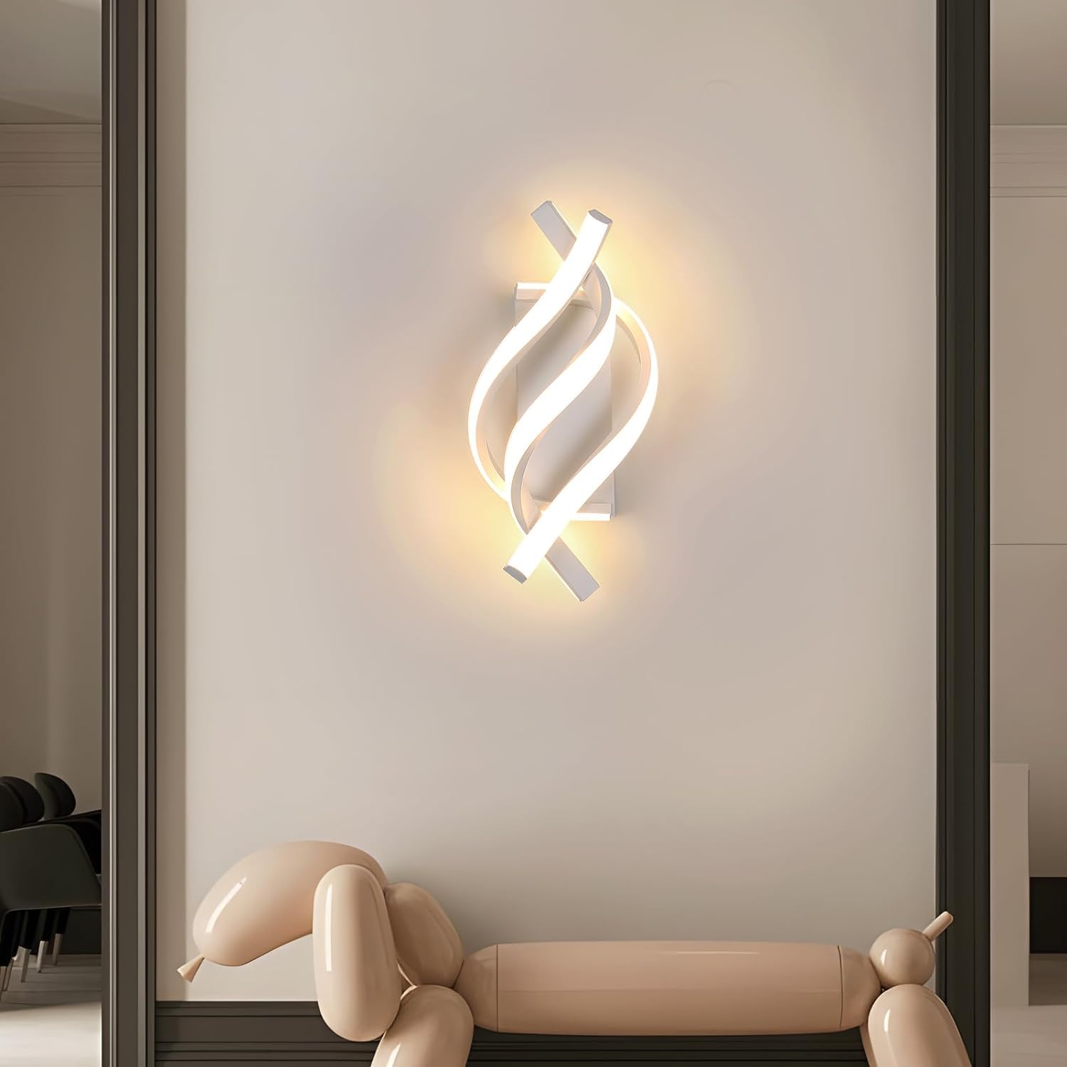 Delipop Spiral Led Wall Sconce Lighting, 3000K Acrylic Lamp For Bedroom, Bathroom, Living Room