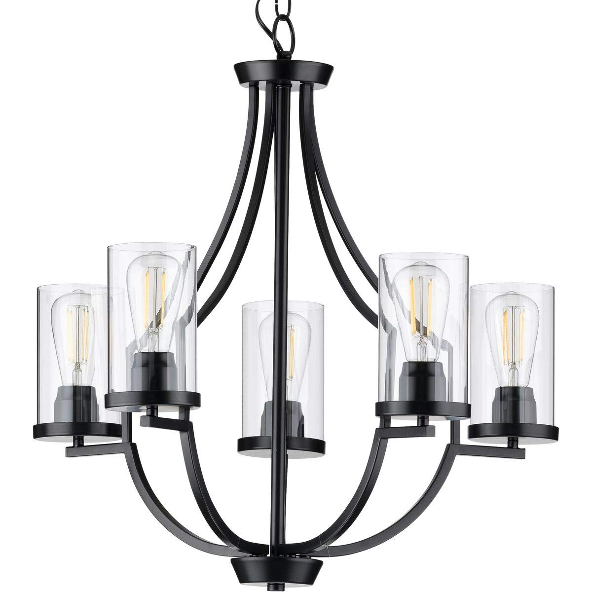Progress Lighting Lassiter Collection 5-Light Clear Glass Modern Chandelier Light Matte Black 26.00X26.00X26.00