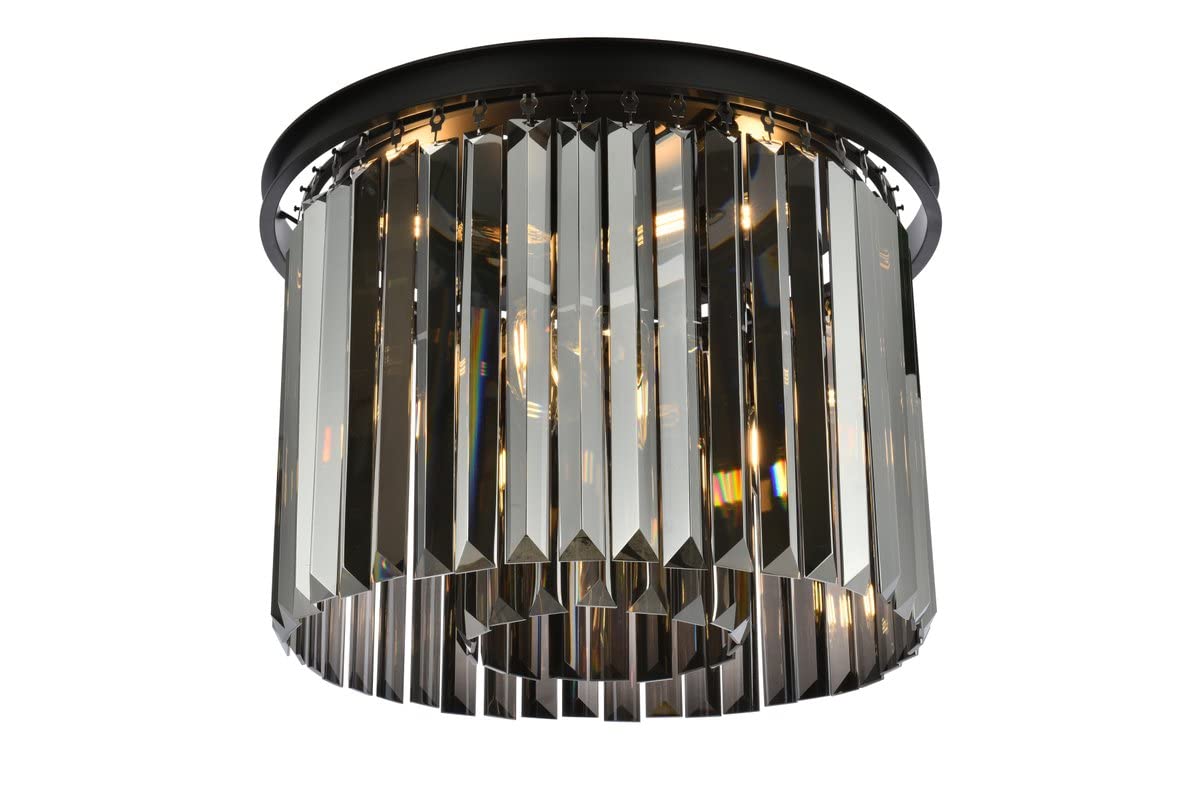 Urban Classic 6-Light Flush Mount - Matte Black Alloy Steel, Sydney Design