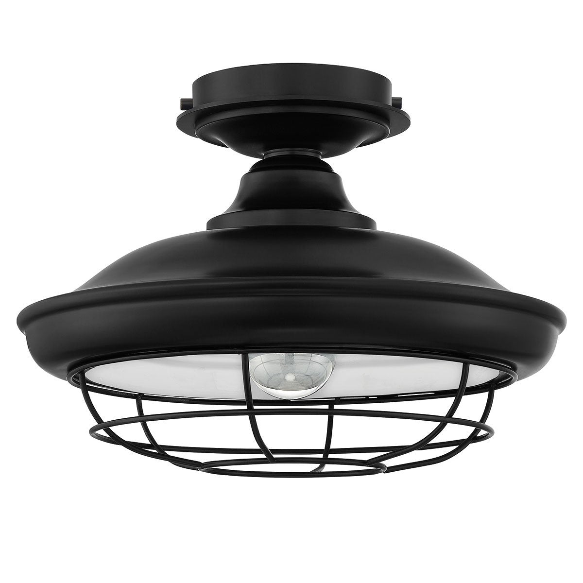 Designers Impressions Semi-Flush Mount Ceiling Light Fixture 10002, Matte Black, Metal