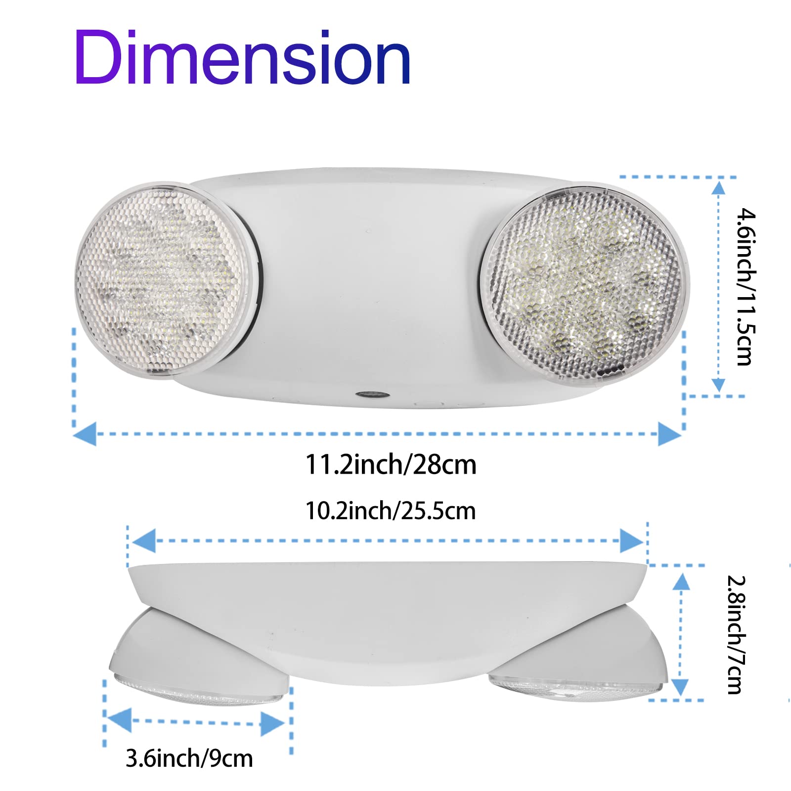 TANLUX LED Emergency Lights - Battery Backup, Round Head, White, Model TL-EM239WH-Plug, for Home & Business, AC120V Input