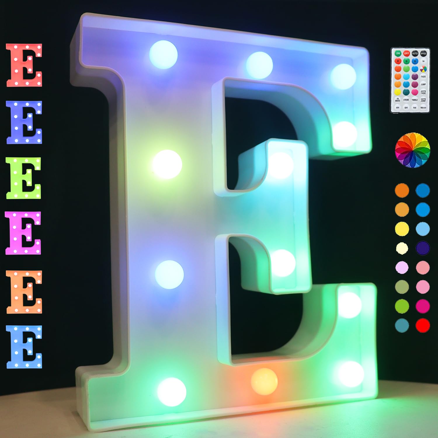 OYCBUZO LED Marquee Letter Lights, 18 Color Changing, Remote Timer, 8.86inx7.28inx4.5in, Acrylonitrile Butadiene Styrene,
