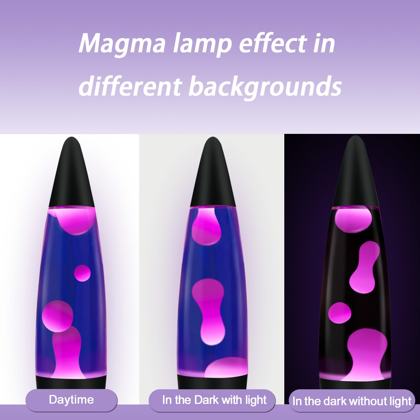 Vanful Purple Magma Lamp - 16" Soothing Liquid Motion Light with Black Base for Home Decoration, Bedroom, Living Room, Kids and Adults