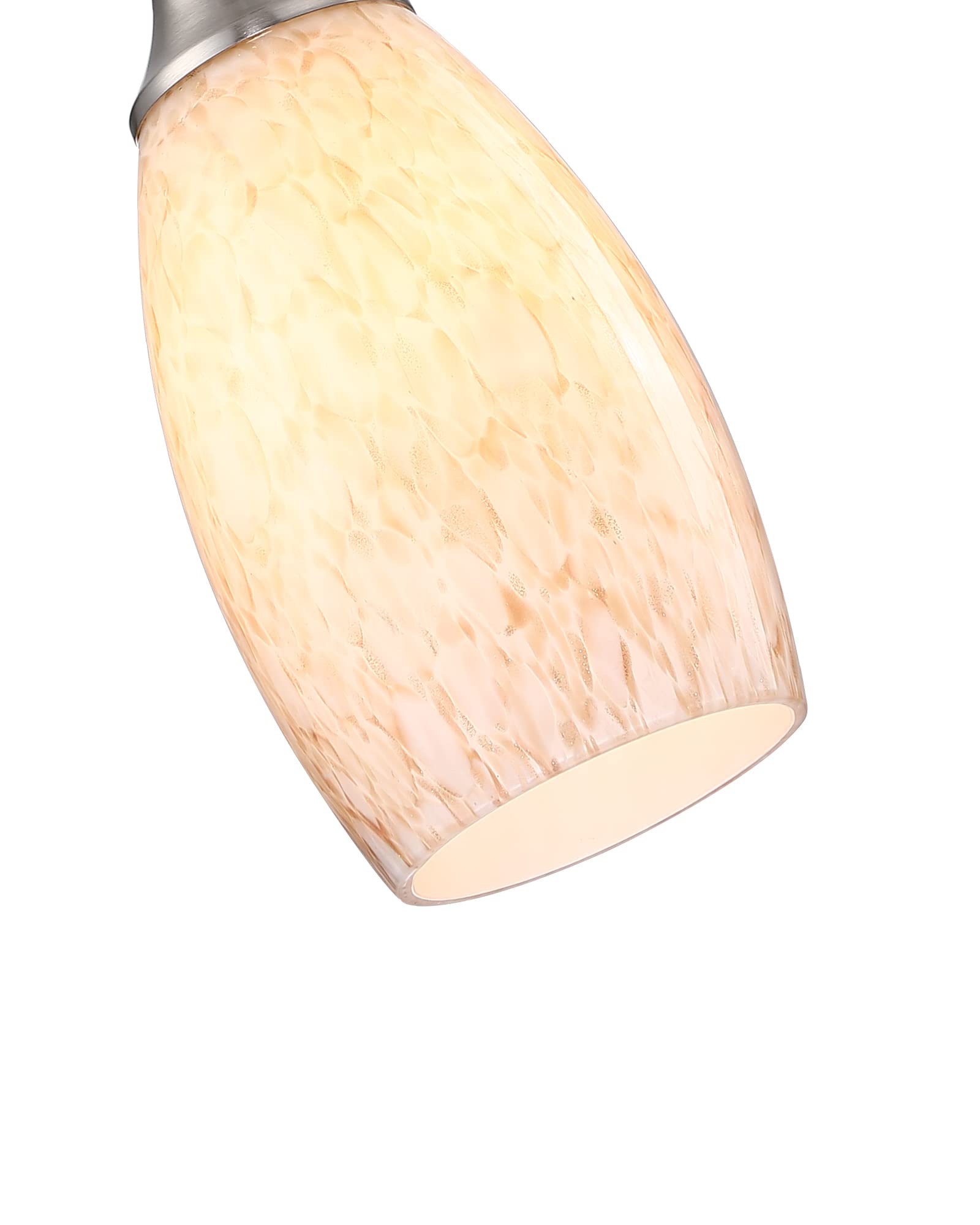 Mini Milk Glass Pendant Light,Handcrafted Beige Glass Pendant Hanging Light Fixtures Small Pendant Light With Brushed Nickel Adj