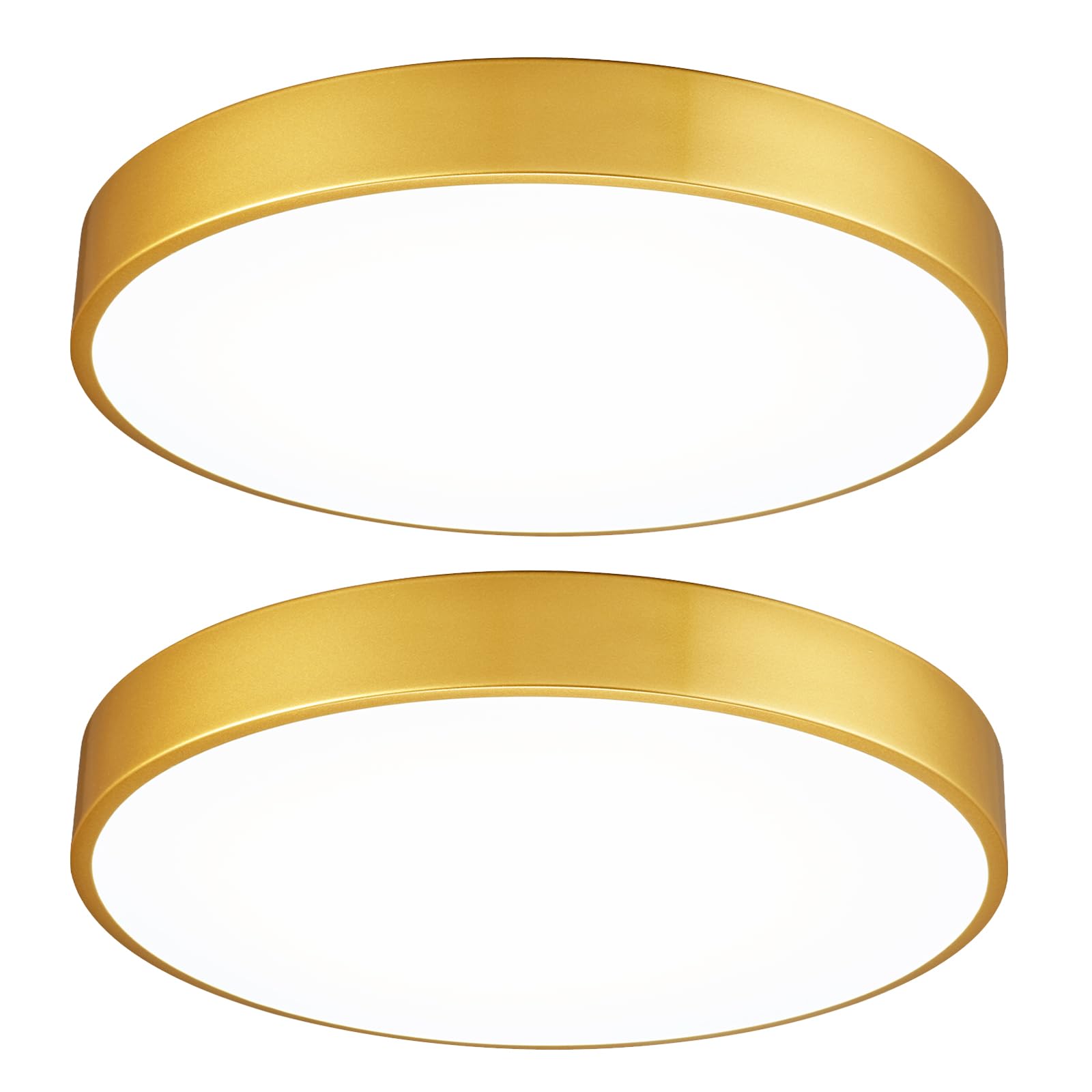 Wheatronic Gold LED Ceiling Light Fixture 15 Inch 36W Dimmable Flush Mount, Modern Design for Bedroom, Bathroom, Living Room