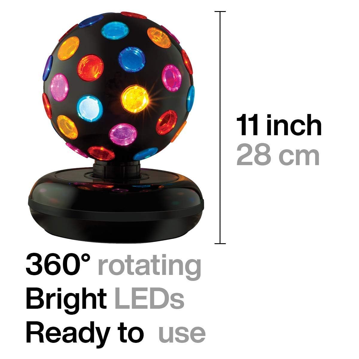 Kicko Disco Ball LED Lights - 11 Inch Rotating Dance Light for Indoor Parties - Colorful Plastic Flashing Lamp - Model 609301176638
