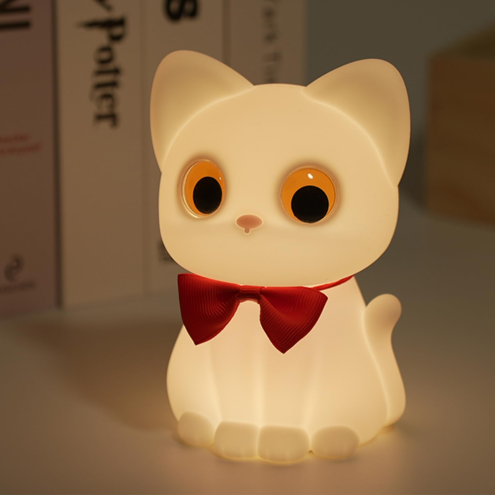 AVEKI Cat Night Light for Kids, Cute Squishy Silicone Cats Lamp for Baby Toddler Newborn Nursery, Dimmable Touch Night Light for
