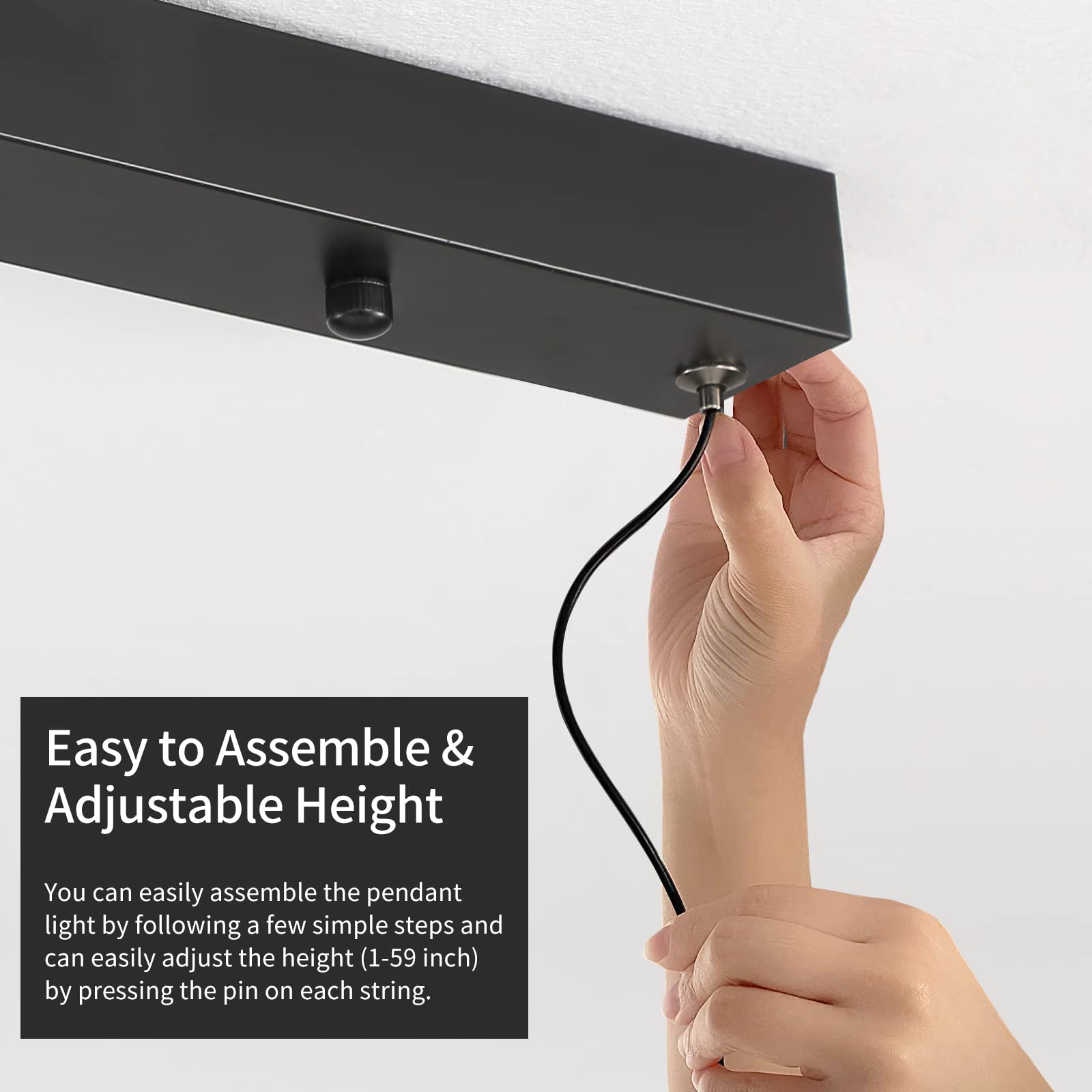 Matven LED Linear Pendant Light, Dimmed with Remote Control, 47IN, Acrylic, Black, Model XX10
