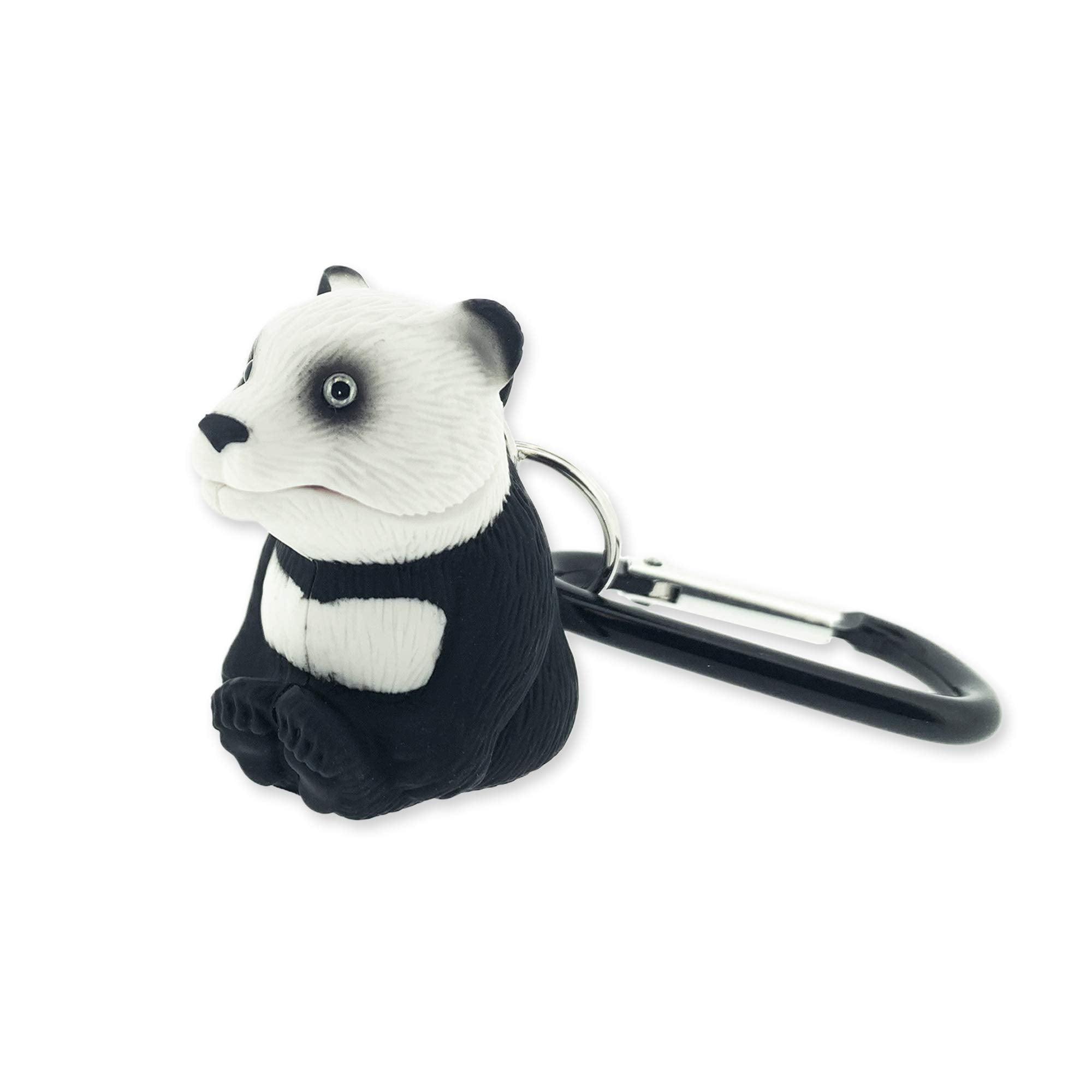 Sun Company Big Discoveries WildLight Carabiner Flashlight - Mini Keychain Light for Kids, Rubber-Coated Plastic, Panda Color, Model 642