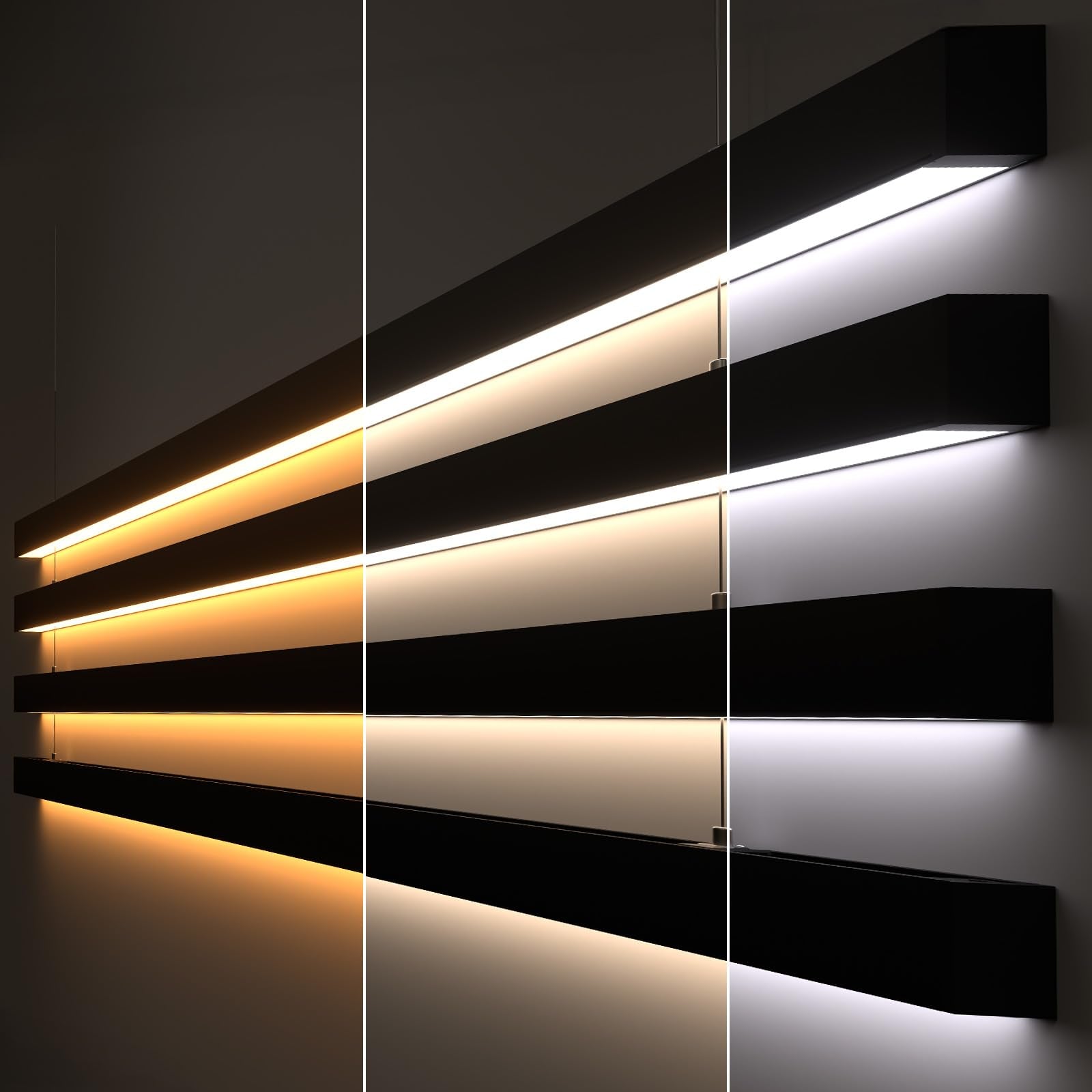 JTT 8FT LED Linear Light 8Foot LED Shop Lights 100/80/60W 3/4/5000K CCT Selectable Commercial 8Feet Lighting Fixture 0-10V Dimmable Lighting Fixture ETL for Gym Retails Office Garage Classroom 4Pack