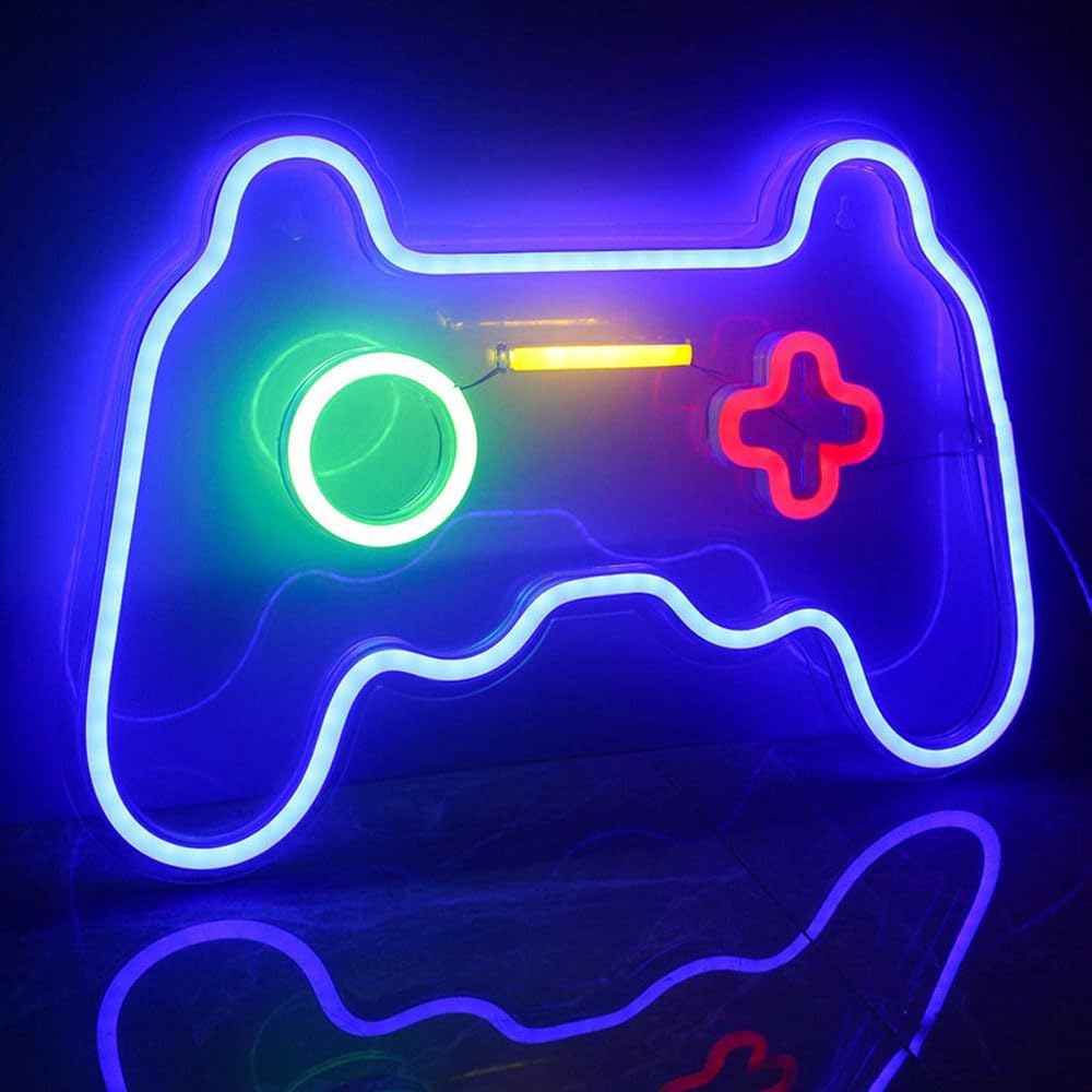 Qusea Gaming Neon Sign - Gamepad Shape Light for Gamer Room Decor - Acrylic - Model Dengpai - Color Gamepad-0