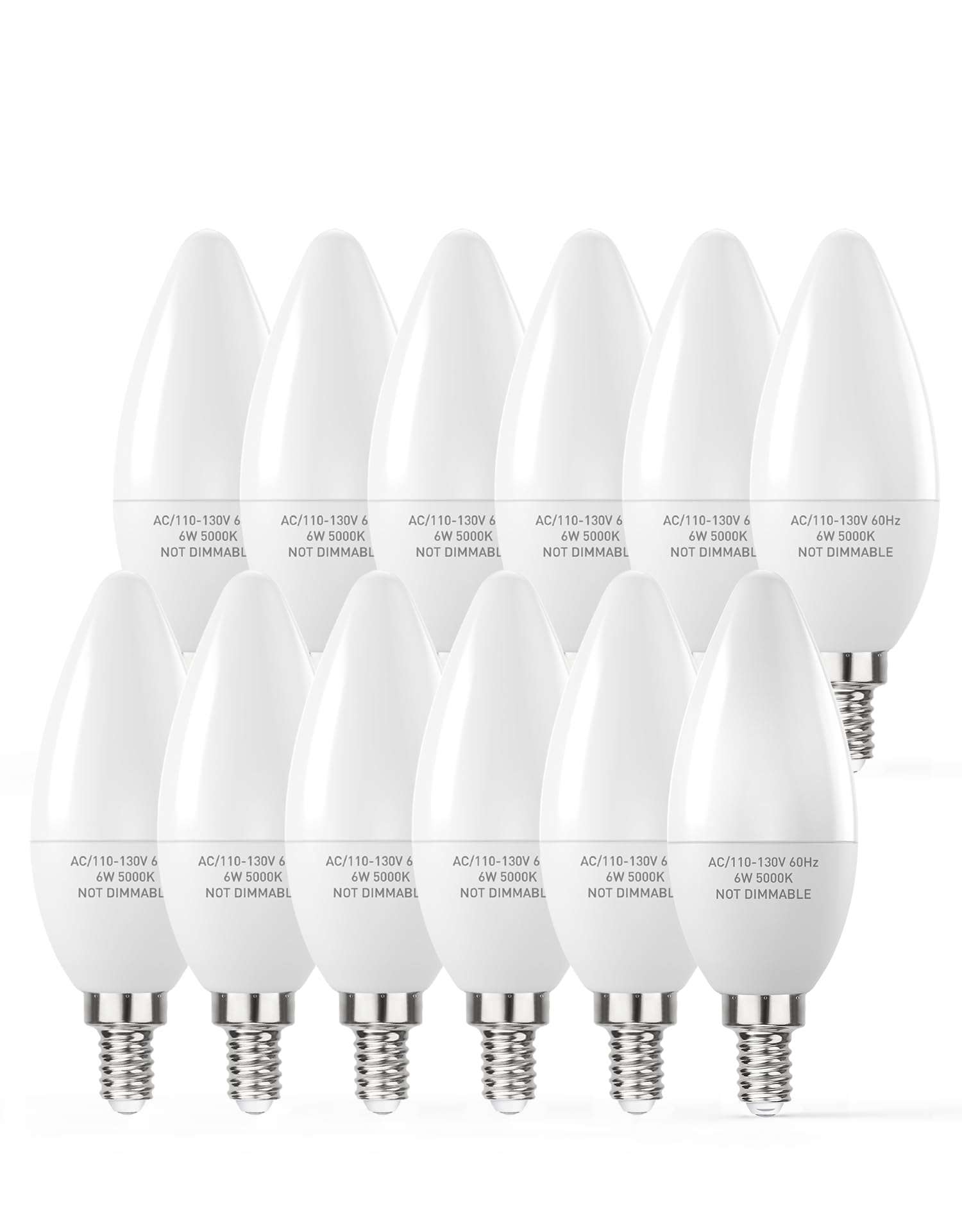Partphoner E12 Led Light Bulbs B11 Candelabra Bulbs 60W Equivalent, Non-Dimmable 6W Led Candle Chandelier Bulb 600 Lumen, 5000K 